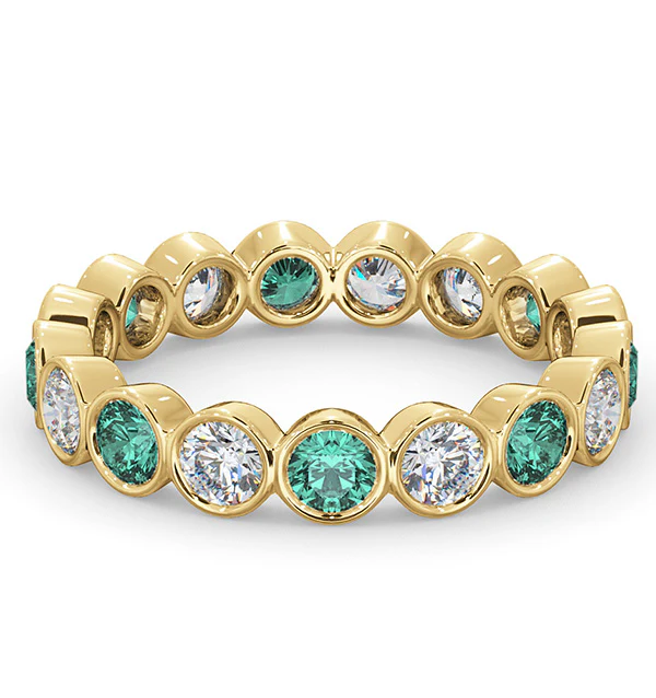 Emily 18K Gold Emerald 0.70ct and H/SI 1CT Diamond Eternity Ring - Image 3