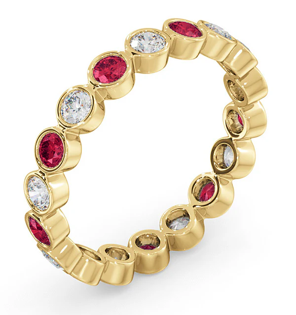 Emily 18K Gold Ruby 0.70ct and G/VS 0.50CT Diamond Eternity Ring - Image 2