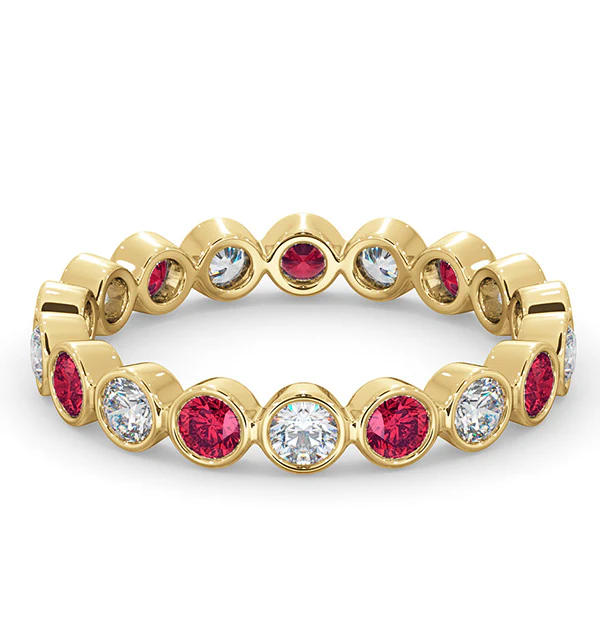Emily 18K Gold Ruby 0.70ct and G/VS 0.50CT Diamond Eternity Ring - Image 3