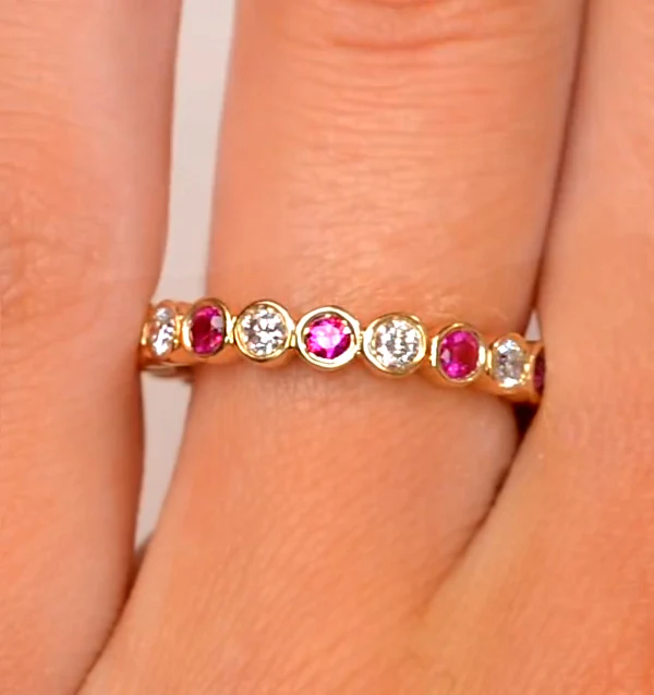 Emily 18K Gold Ruby 0.70ct and G/VS 0.50CT Diamond Eternity Ring - Image 4