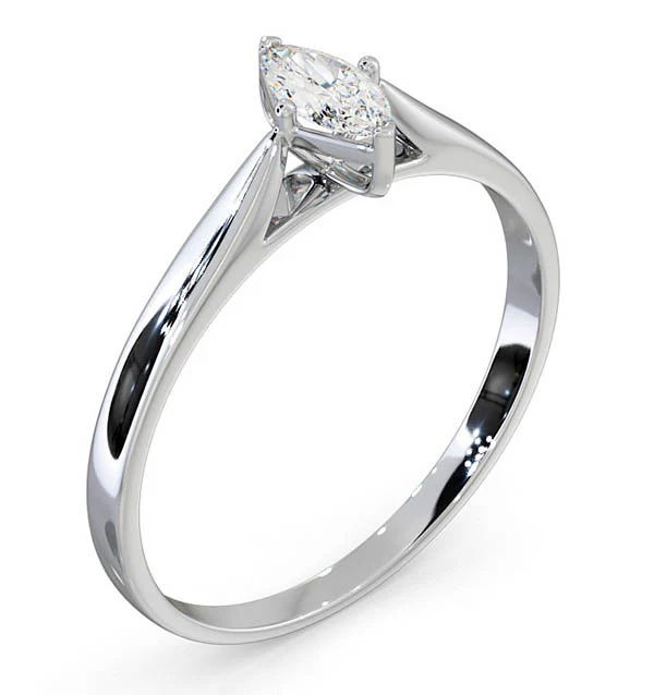 Engagement Ring Certified Marquise 18K White Gold Diamond 0.25CT G/VS - Image 2