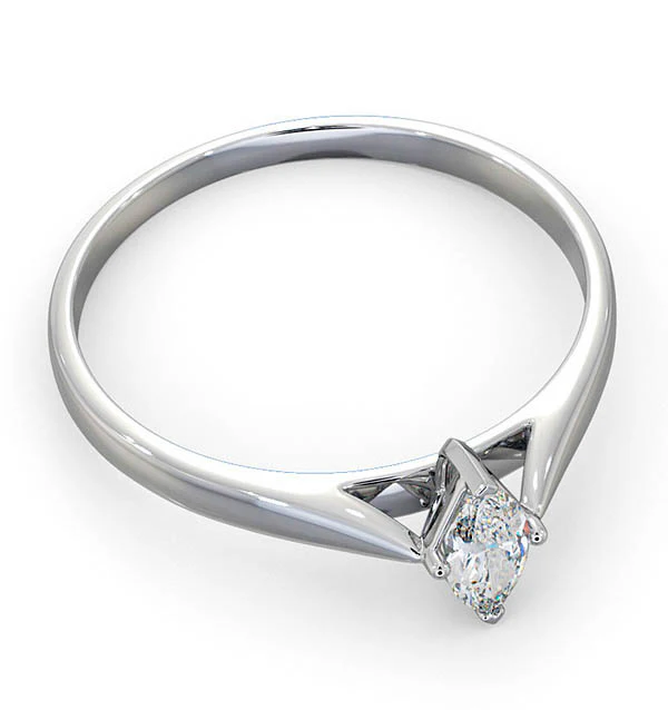 Engagement Ring Certified Marquise Diamond 0.25CT H/SI 18K White Gold - Image 4