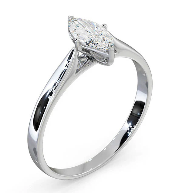 Engagement Ring Certified Marquise Diamond 0.50CT G/VS 18K White Gold - Image 2