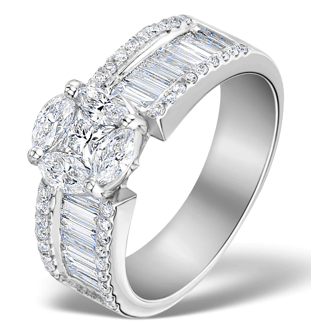 Engagement Ring Galileo 2.00ct Look H/SI Diamonds Platinum S3474