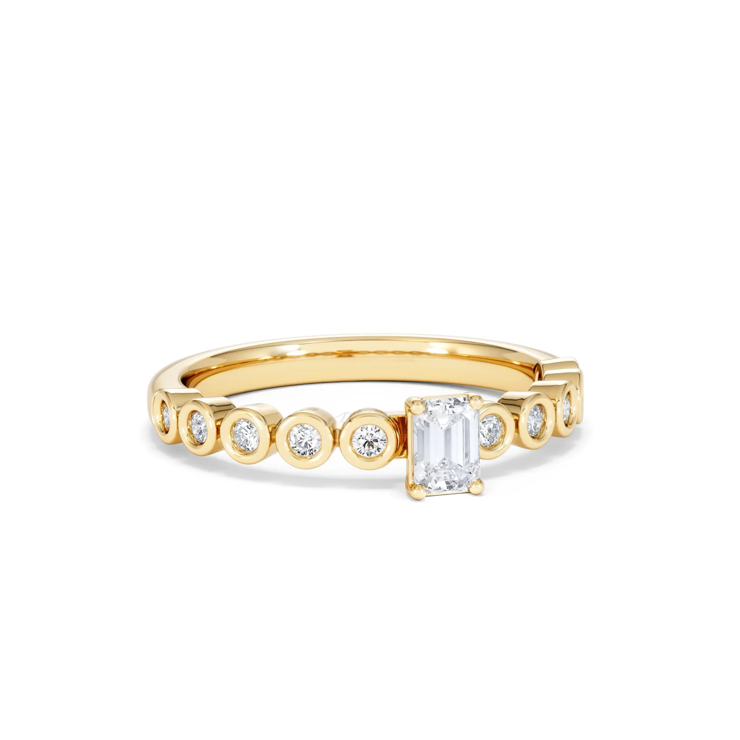 Entwine 0.30ct Emerald Cut Lab Diamond Solitaire Engagement Ring with Side Stones in 18K Gold Vermeil - Image 11