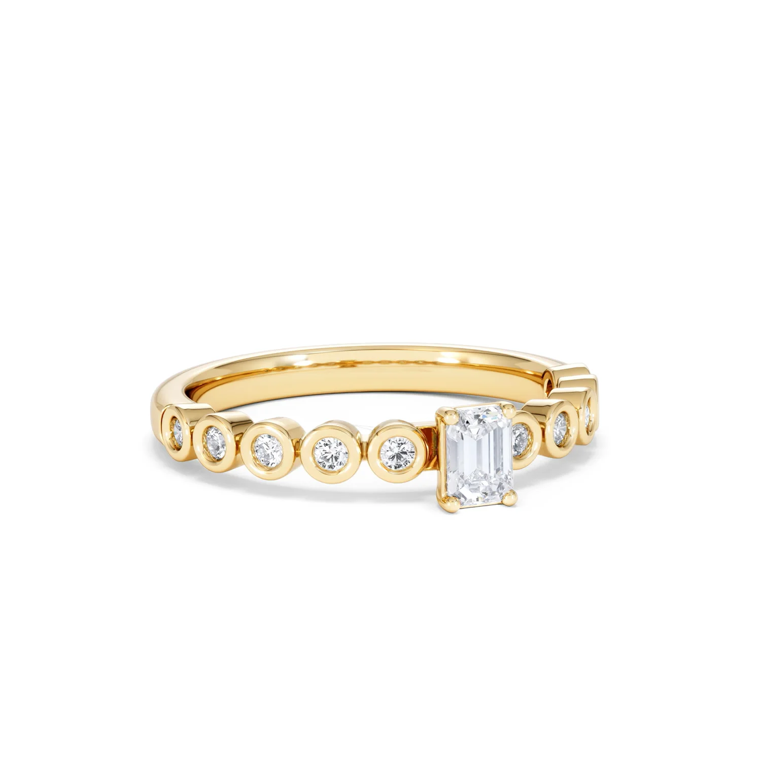 Entwine 0.30ct Emerald Cut Lab Diamond Solitaire Engagement Ring with Side Stones in 18K Gold Vermeil - Image 12