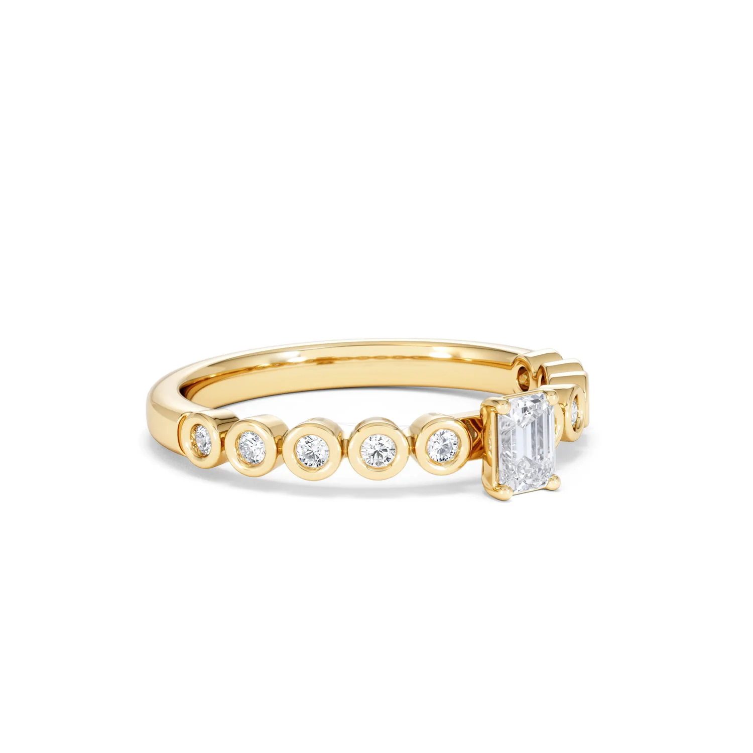 Entwine 0.30ct Emerald Cut Lab Diamond Solitaire Engagement Ring with Side Stones in 18K Gold Vermeil - Image 15