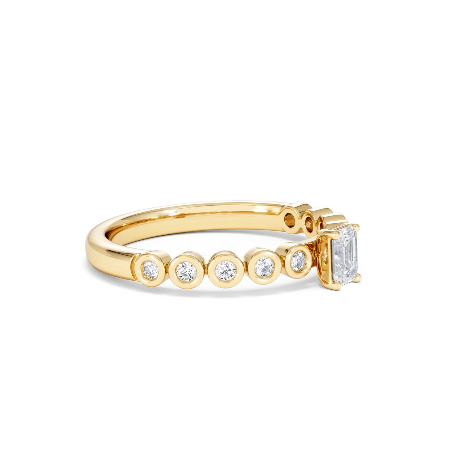 Entwine 0.30ct Emerald Cut Lab Diamond Solitaire Engagement Ring with Side Stones in 18K Gold Vermeil - Image 19