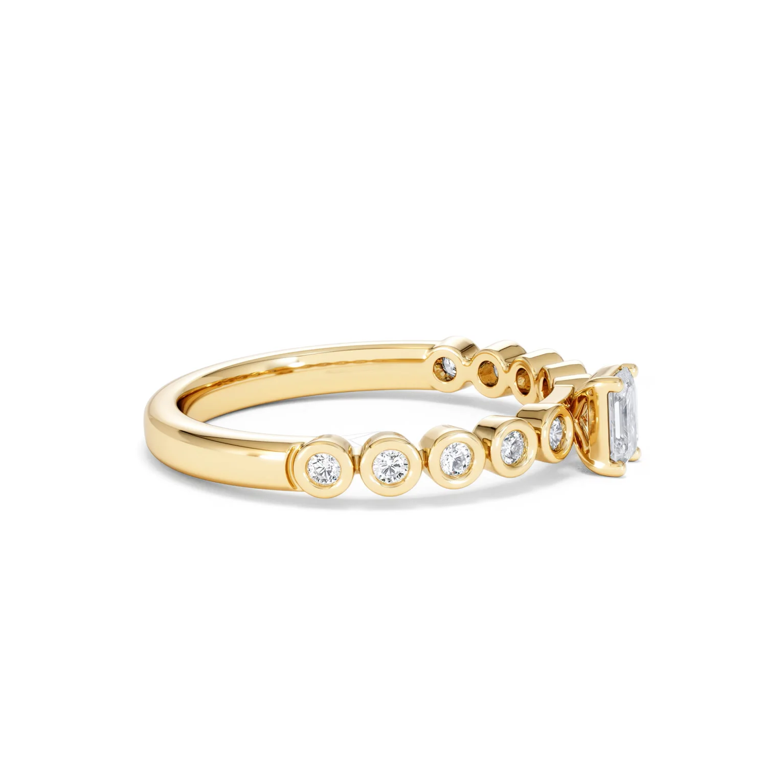 Entwine 0.30ct Emerald Cut Lab Diamond Solitaire Engagement Ring with Side Stones in 18K Gold Vermeil - Image 23