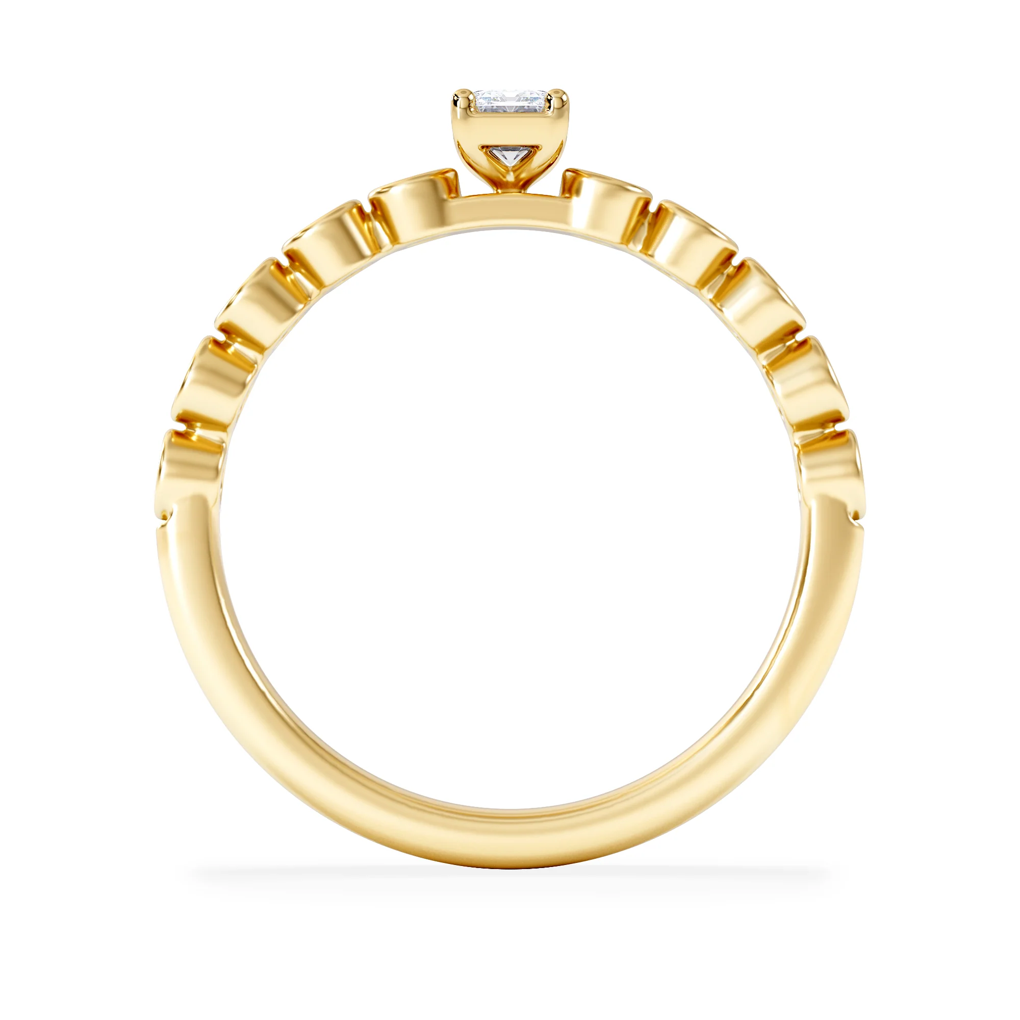 Entwine 0.30ct Emerald Cut Lab Diamond Solitaire Engagement Ring with Side Stones in 18K Gold Vermeil - Image 3