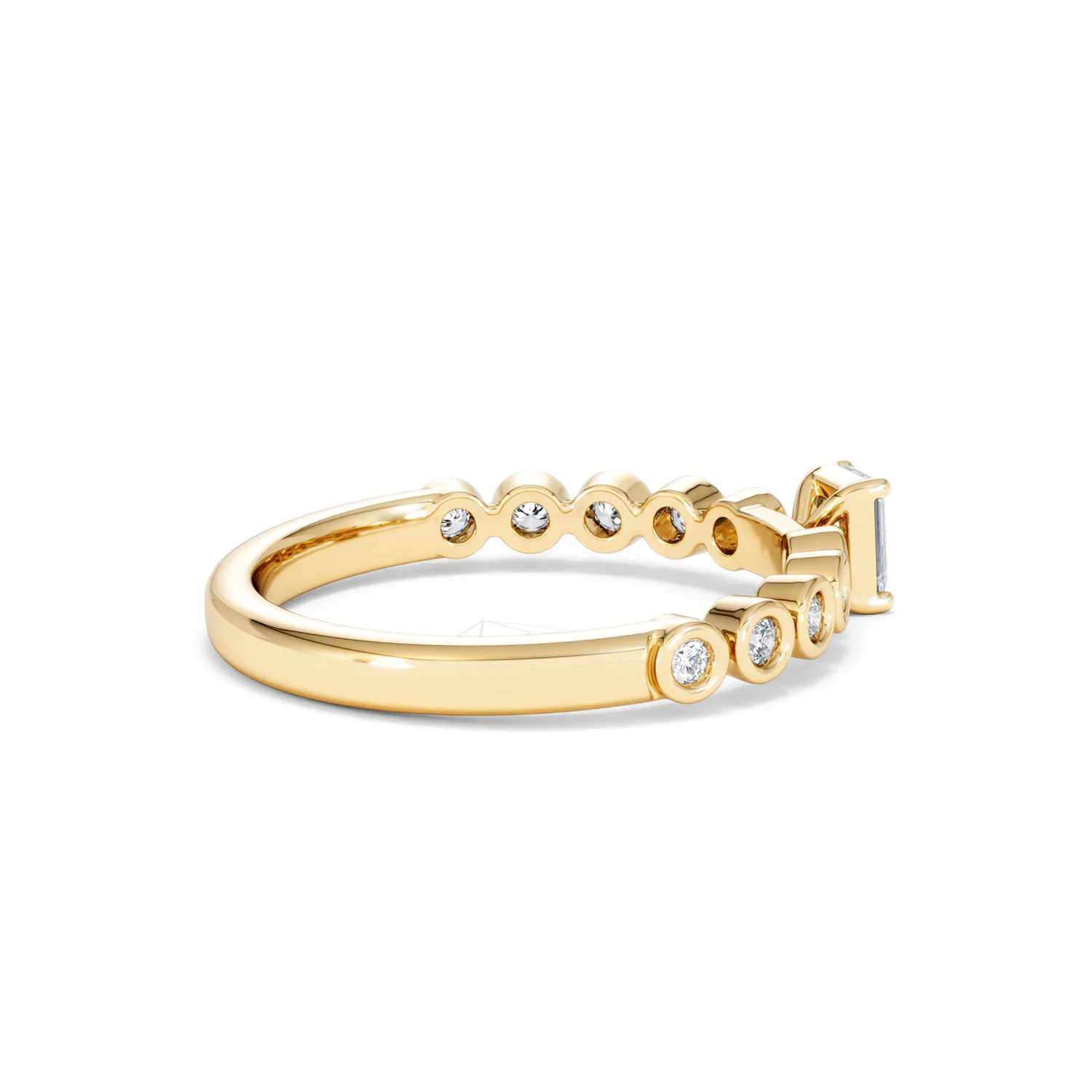 Entwine 0.30ct Emerald Cut Lab Diamond Solitaire Engagement Ring with Side Stones in 18K Gold Vermeil - Image 32