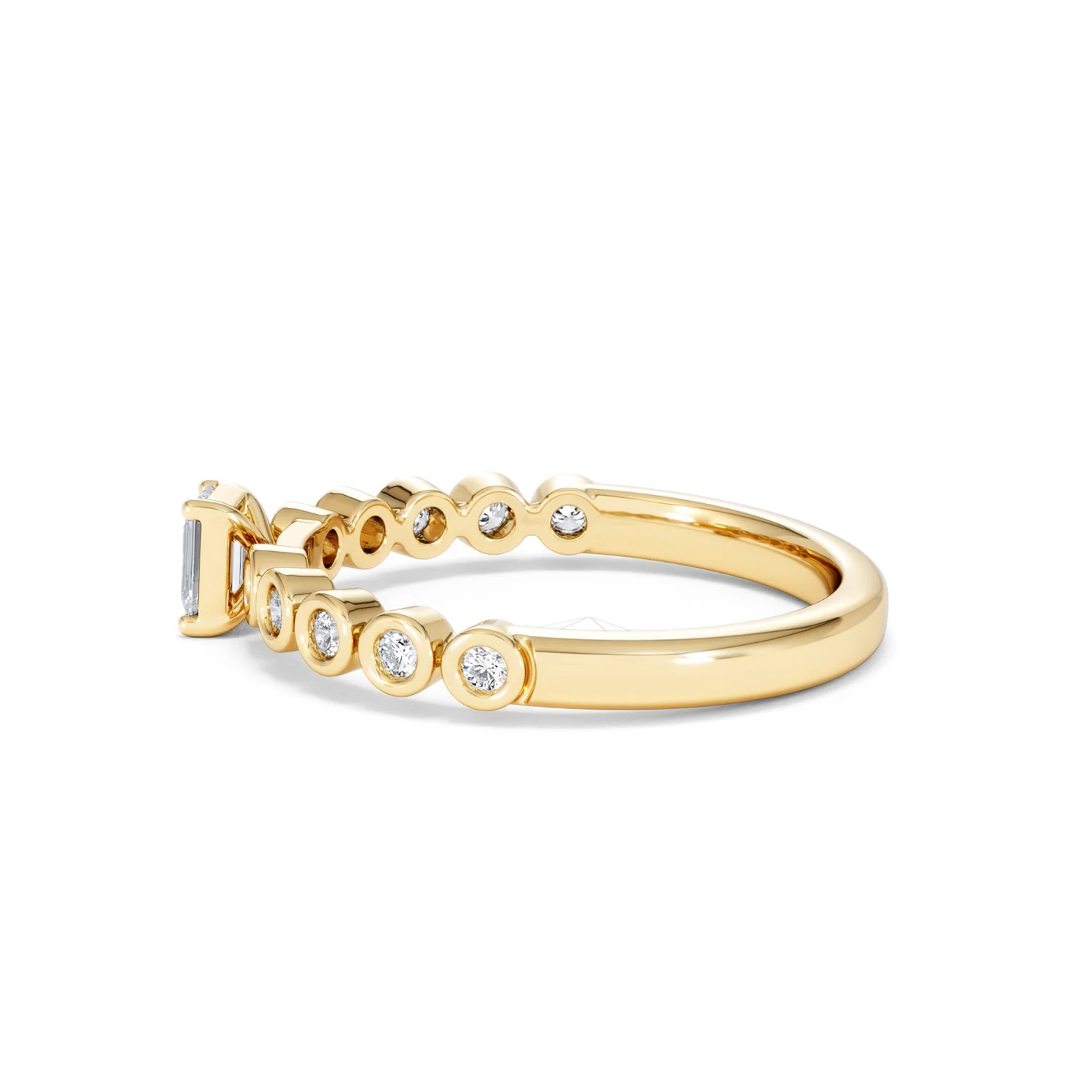 Entwine 0.30ct Emerald Cut Lab Diamond Solitaire Engagement Ring with Side Stones in 18K Gold Vermeil - Image 65