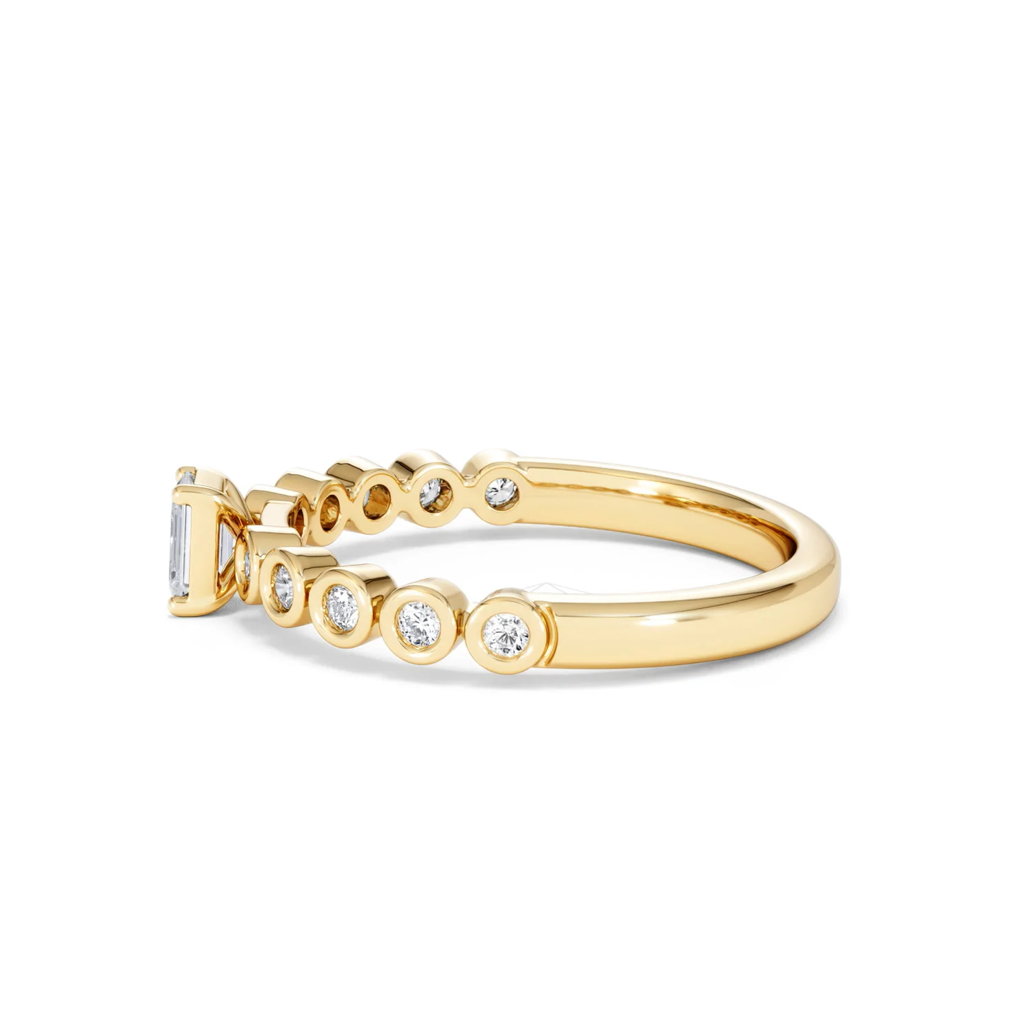 Entwine 0.30ct Emerald Cut Lab Diamond Solitaire Engagement Ring with Side Stones in 18K Gold Vermeil - Image 67