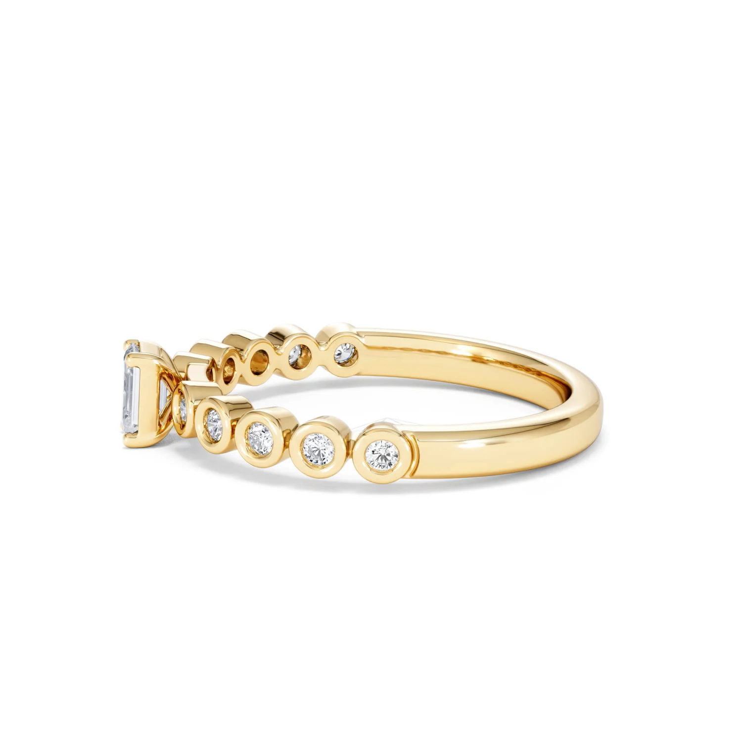 Entwine 0.30ct Emerald Cut Lab Diamond Solitaire Engagement Ring with Side Stones in 18K Gold Vermeil - Image 68