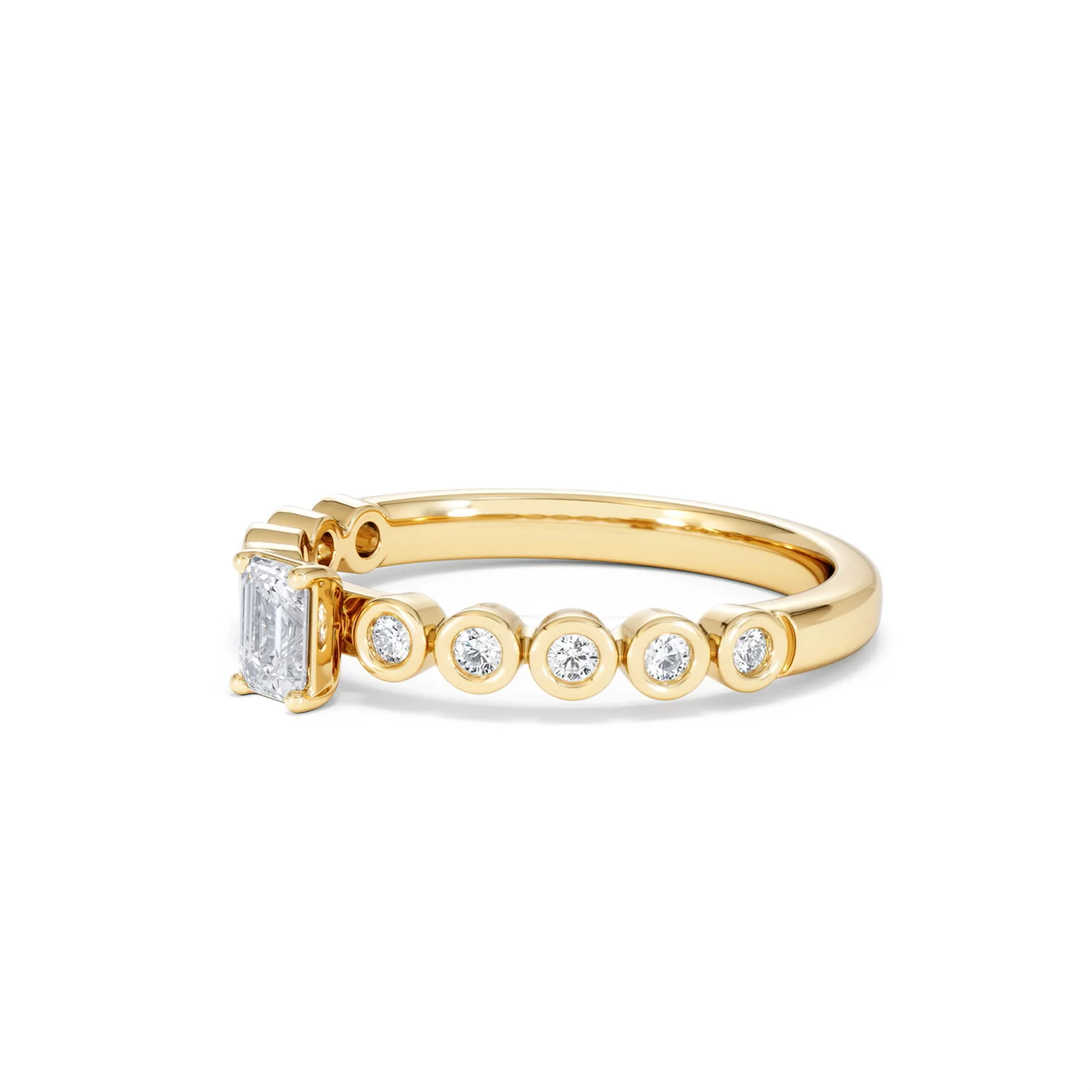 Entwine 0.30ct Emerald Cut Lab Diamond Solitaire Engagement Ring with Side Stones in 18K Gold Vermeil - Image 76