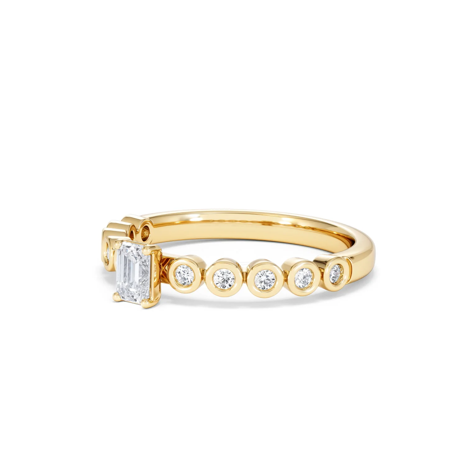 Entwine 0.30ct Emerald Cut Lab Diamond Solitaire Engagement Ring with Side Stones in 18K Gold Vermeil - Image 78