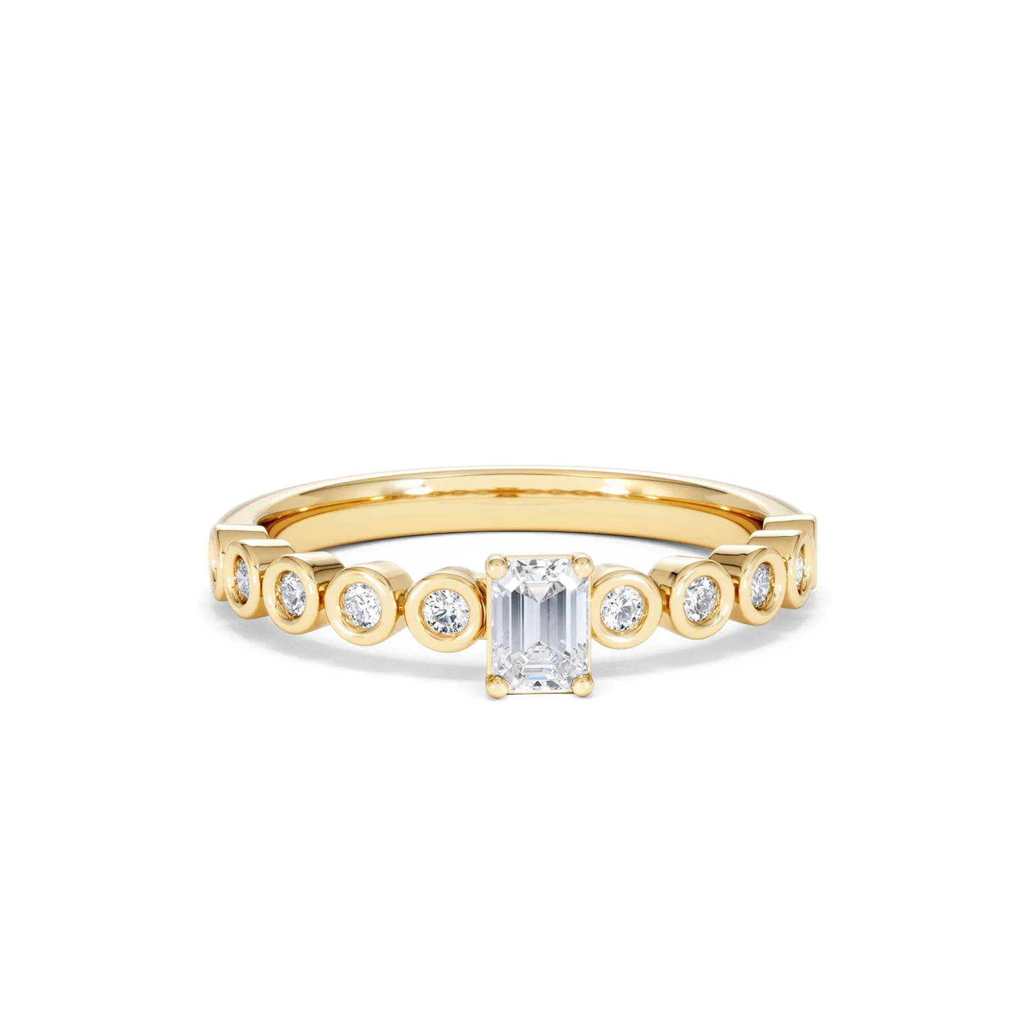 Entwine 0.30ct Emerald Cut Lab Diamond Solitaire Engagement Ring with Side Stones in 18K Gold Vermeil - Image 8