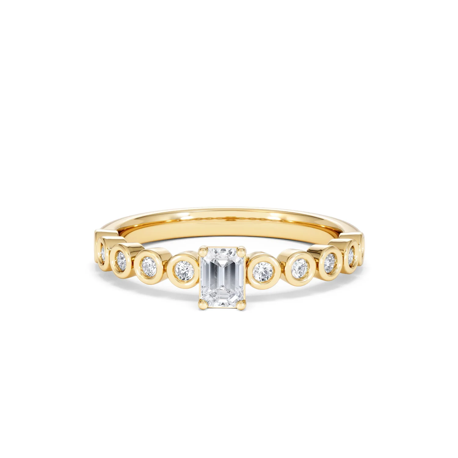 Entwine 0.30ct Emerald Cut Lab Diamond Solitaire Engagement Ring with Side Stones in 18K Gold Vermeil - Image 86