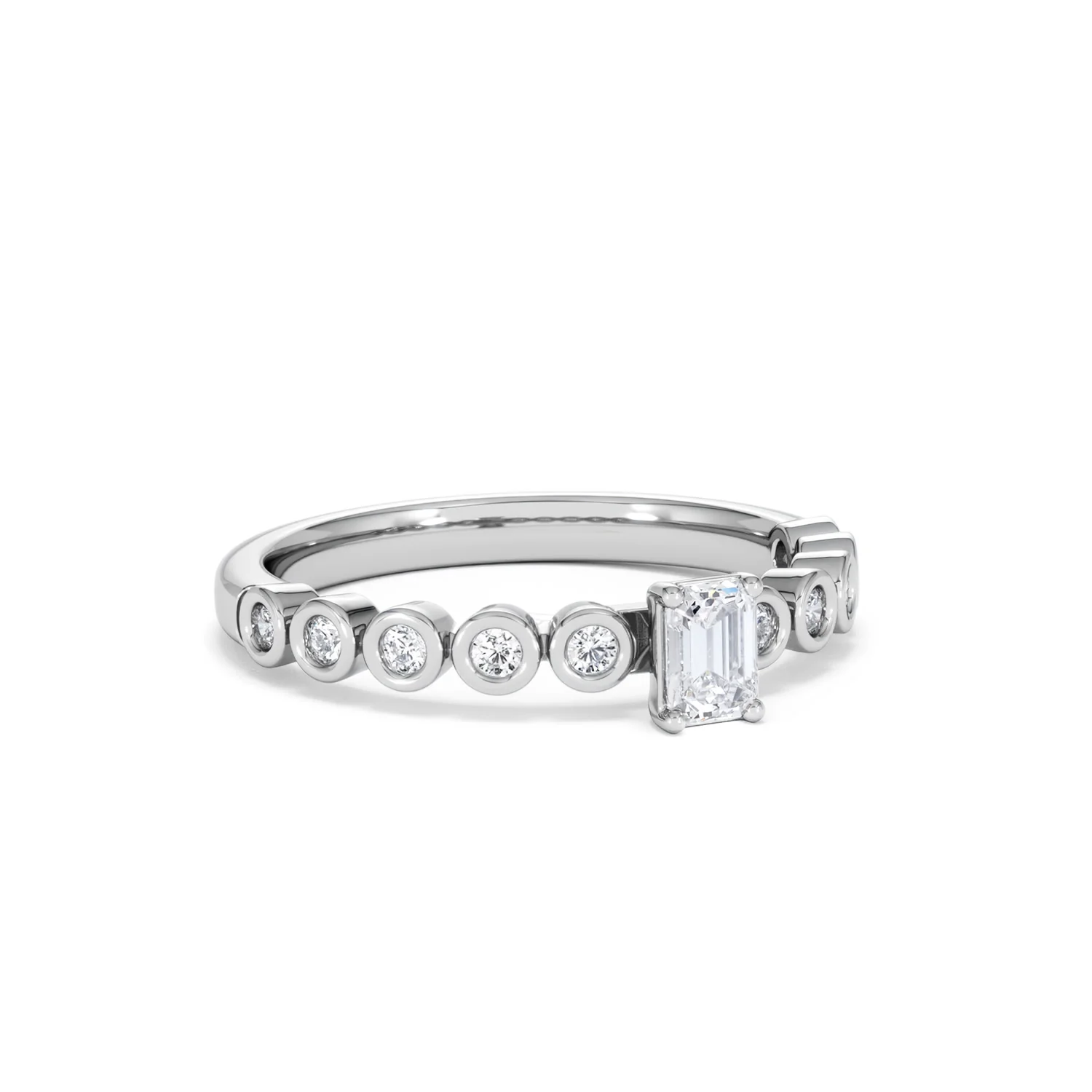 Entwine 0.30ct Emerald Cut Lab Diamond Solitaire Engagement Ring with Side Stones in Sterling Silver - Image 13