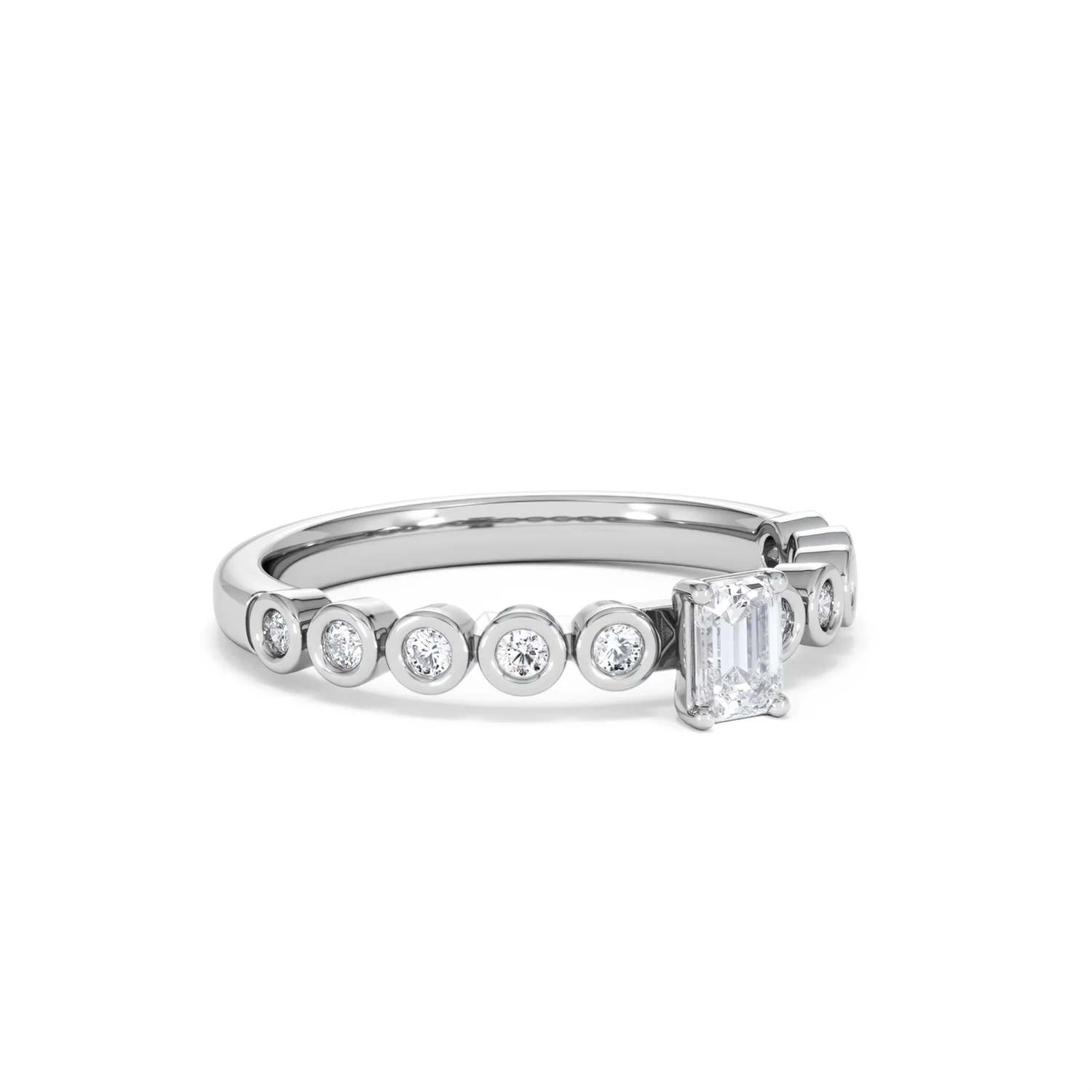 Entwine 0.30ct Emerald Cut Lab Diamond Solitaire Engagement Ring with Side Stones in Sterling Silver - Image 14