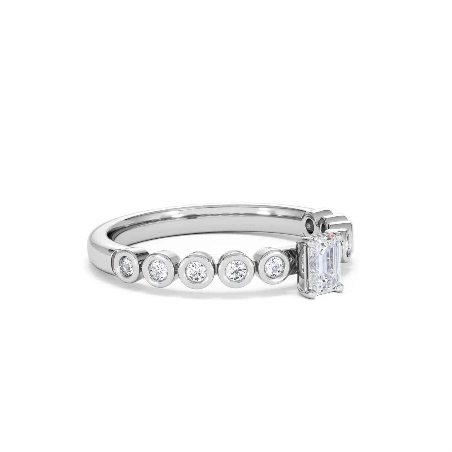 Entwine 0.30ct Emerald Cut Lab Diamond Solitaire Engagement Ring with Side Stones in Sterling Silver - Image 16