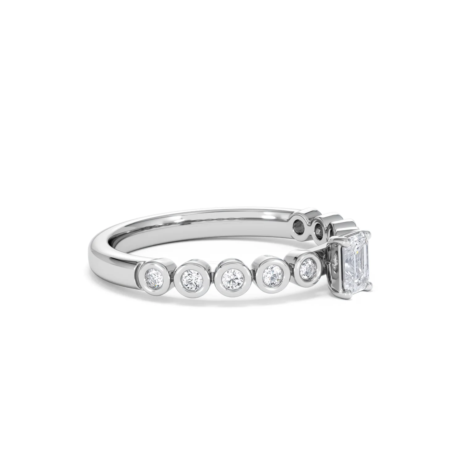 Entwine 0.30ct Emerald Cut Lab Diamond Solitaire Engagement Ring with Side Stones in Sterling Silver - Image 19
