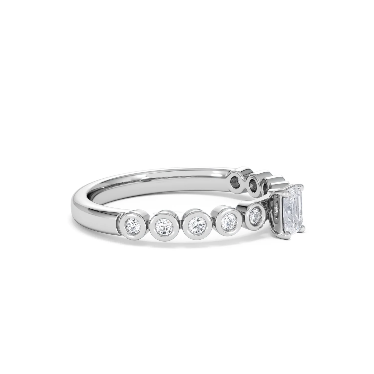 Entwine 0.30ct Emerald Cut Lab Diamond Solitaire Engagement Ring with Side Stones in Sterling Silver - Image 20