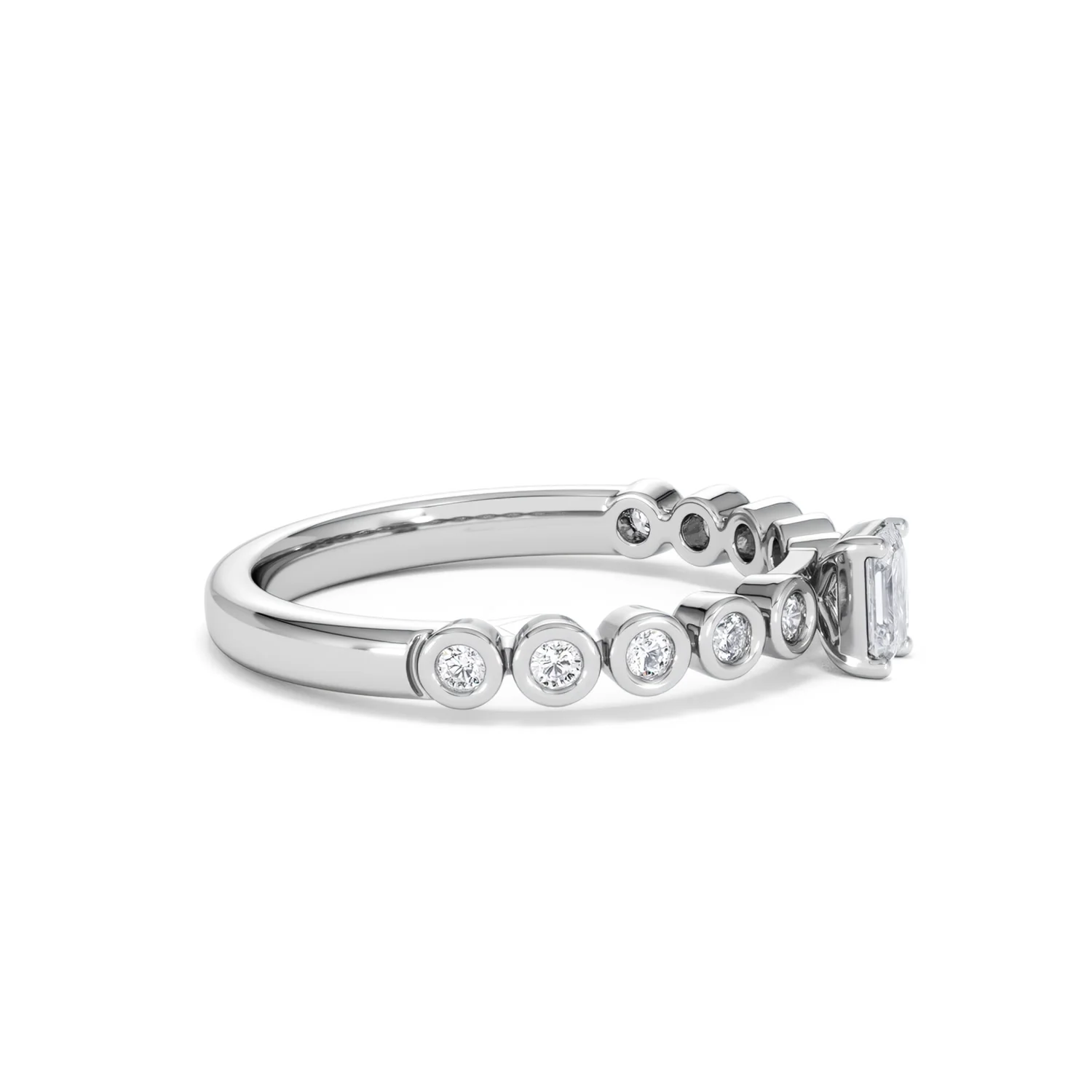 Entwine 0.30ct Emerald Cut Lab Diamond Solitaire Engagement Ring with Side Stones in Sterling Silver - Image 23