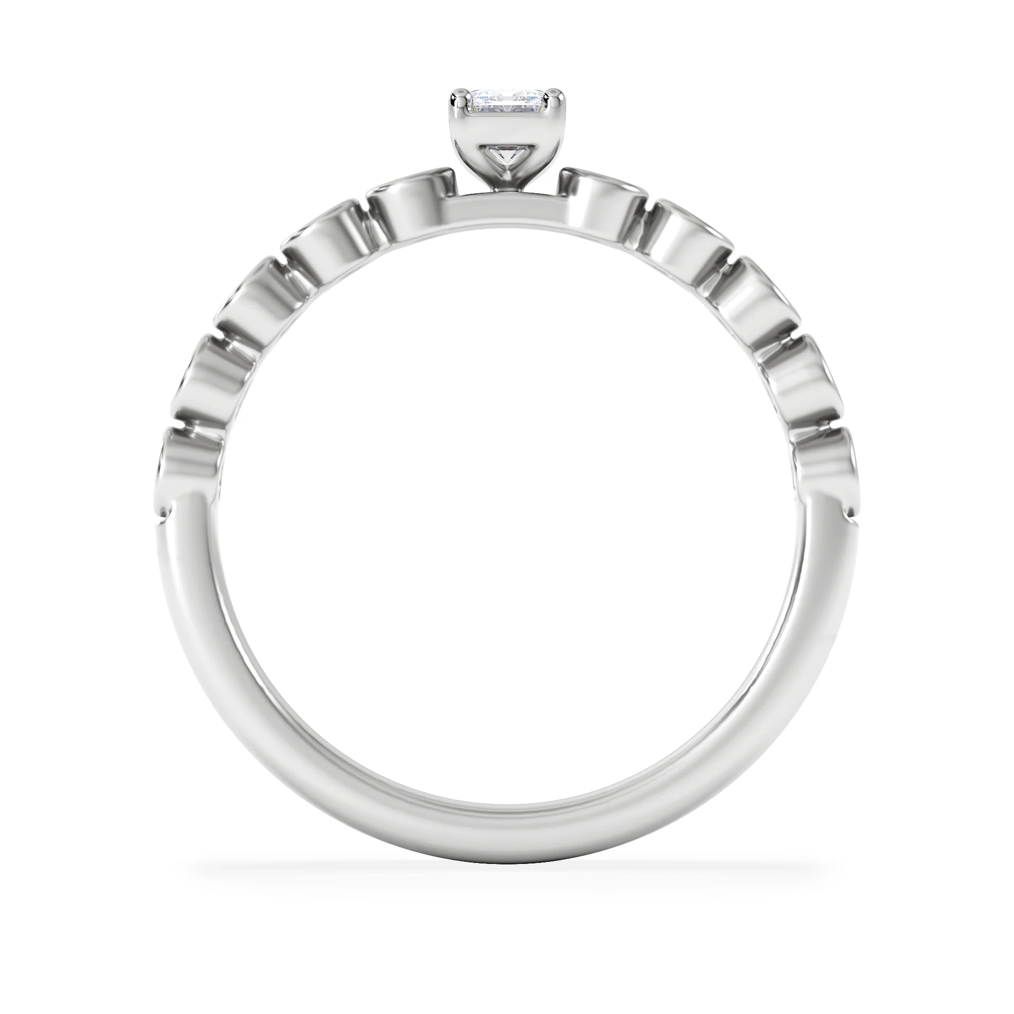 Entwine 0.30ct Emerald Cut Lab Diamond Solitaire Engagement Ring with Side Stones in Sterling Silver - Image 3
