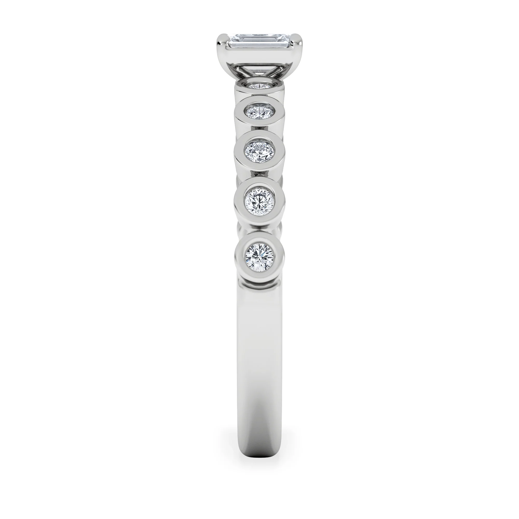 Entwine 0.30ct Emerald Cut Lab Diamond Solitaire Engagement Ring with Side Stones in Sterling Silver - Image 5