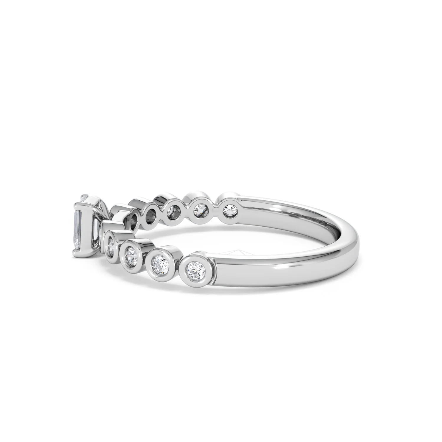 Entwine 0.30ct Emerald Cut Lab Diamond Solitaire Engagement Ring with Side Stones in Sterling Silver - Image 65