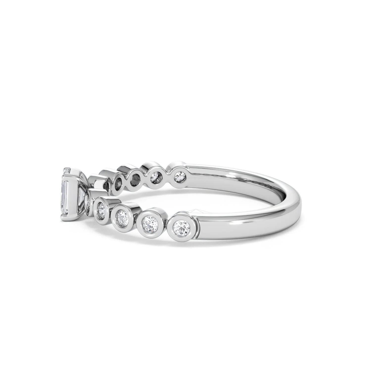 Entwine 0.30ct Emerald Cut Lab Diamond Solitaire Engagement Ring with Side Stones in Sterling Silver - Image 67