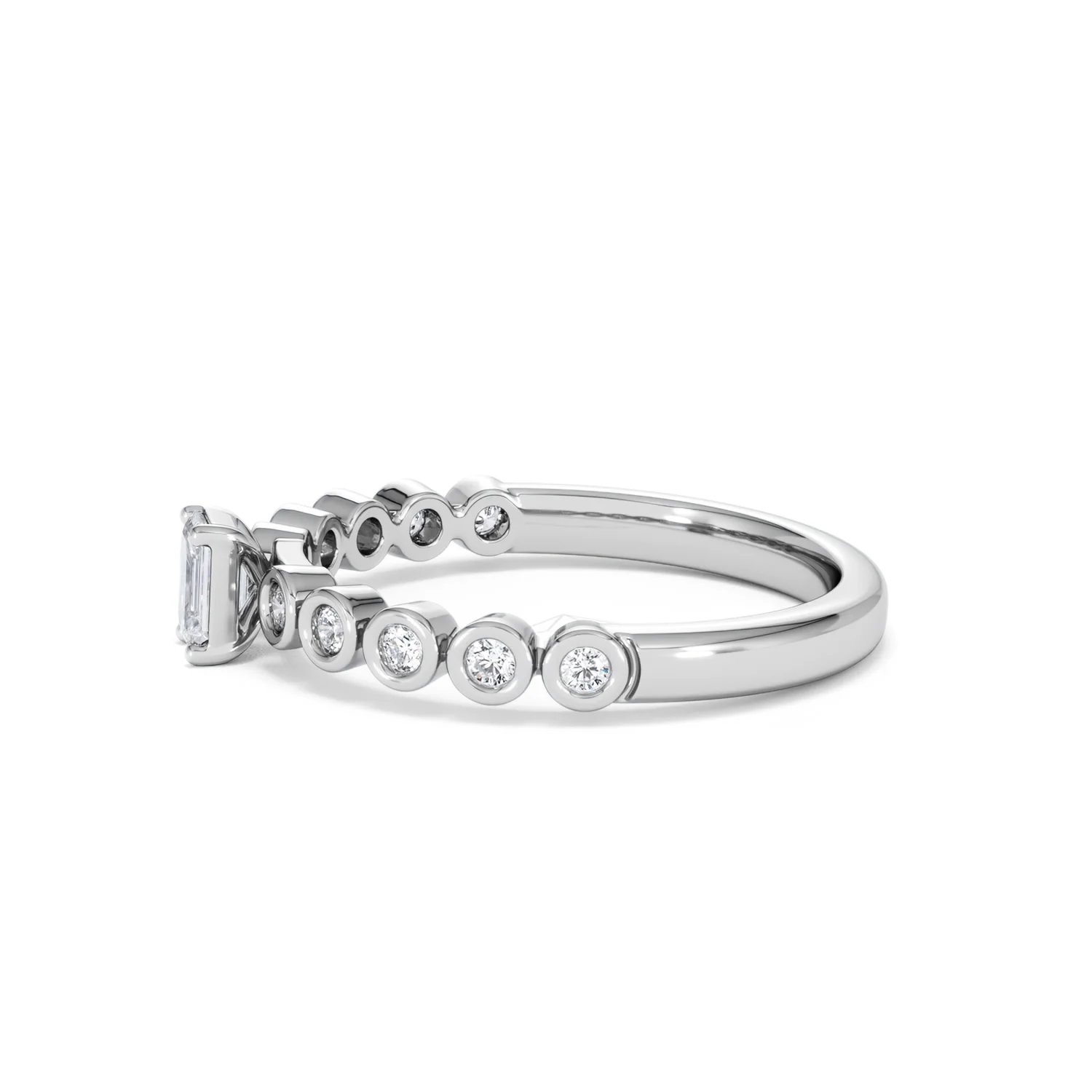 Entwine 0.30ct Emerald Cut Lab Diamond Solitaire Engagement Ring with Side Stones in Sterling Silver - Image 69