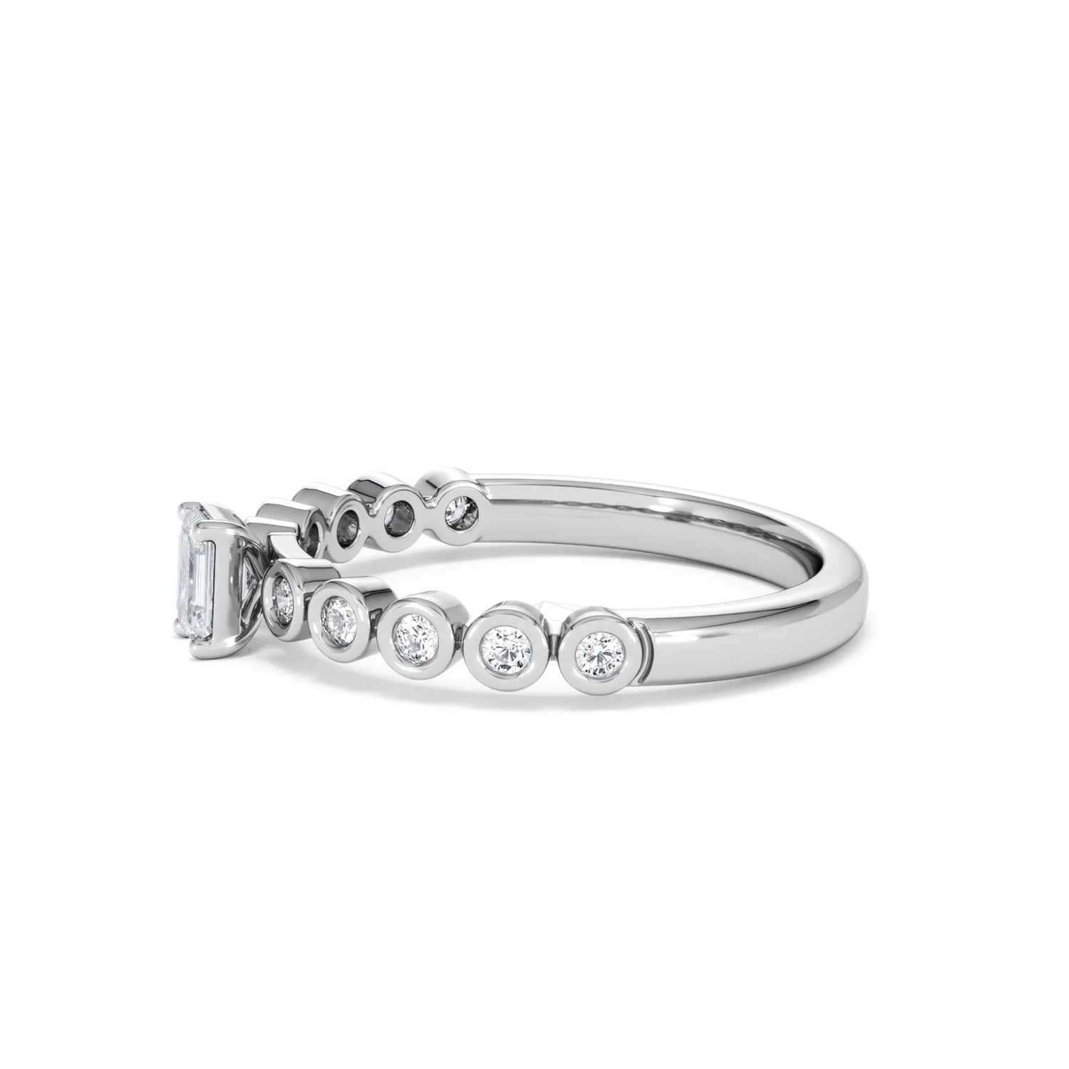 Entwine 0.30ct Emerald Cut Lab Diamond Solitaire Engagement Ring with Side Stones in Sterling Silver - Image 70