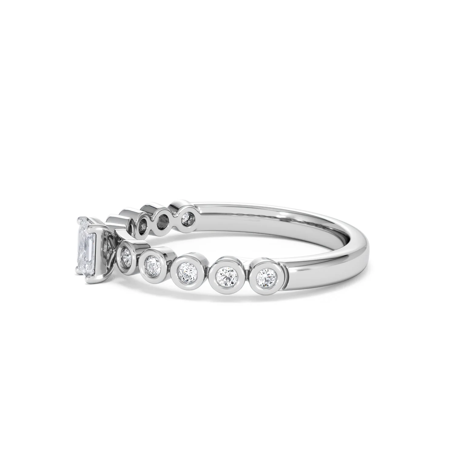 Entwine 0.30ct Emerald Cut Lab Diamond Solitaire Engagement Ring with Side Stones in Sterling Silver - Image 71