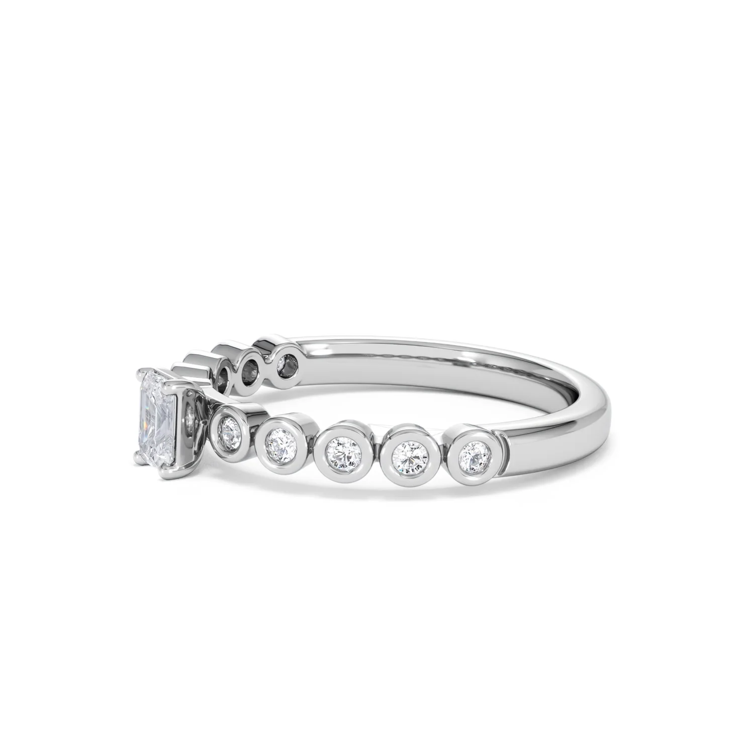 Entwine 0.30ct Emerald Cut Lab Diamond Solitaire Engagement Ring with Side Stones in Sterling Silver - Image 73