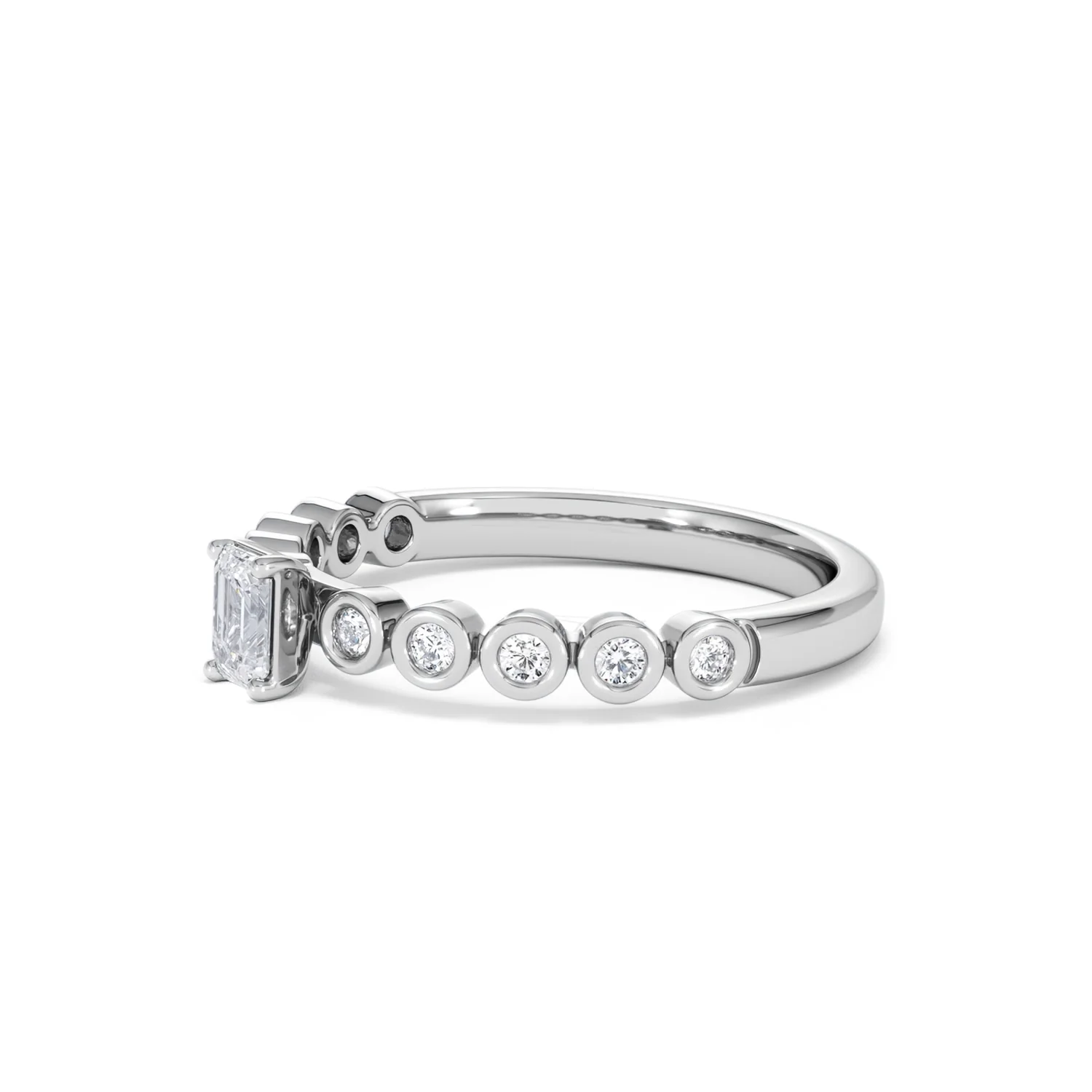 Entwine 0.30ct Emerald Cut Lab Diamond Solitaire Engagement Ring with Side Stones in Sterling Silver - Image 74