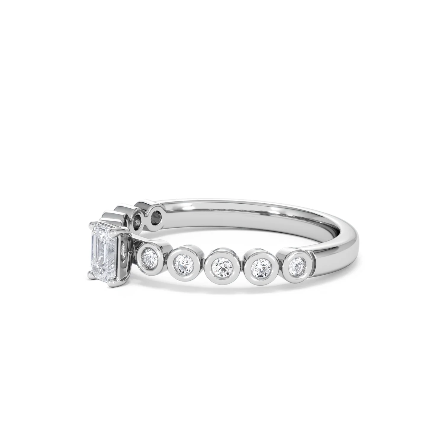 Entwine 0.30ct Emerald Cut Lab Diamond Solitaire Engagement Ring with Side Stones in Sterling Silver - Image 75