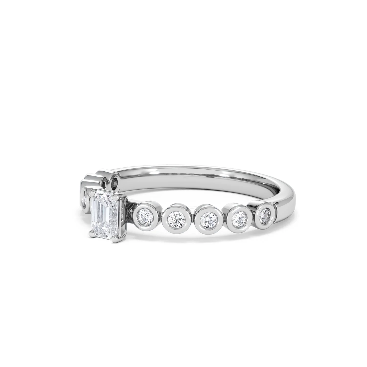 Entwine 0.30ct Emerald Cut Lab Diamond Solitaire Engagement Ring with Side Stones in Sterling Silver - Image 78
