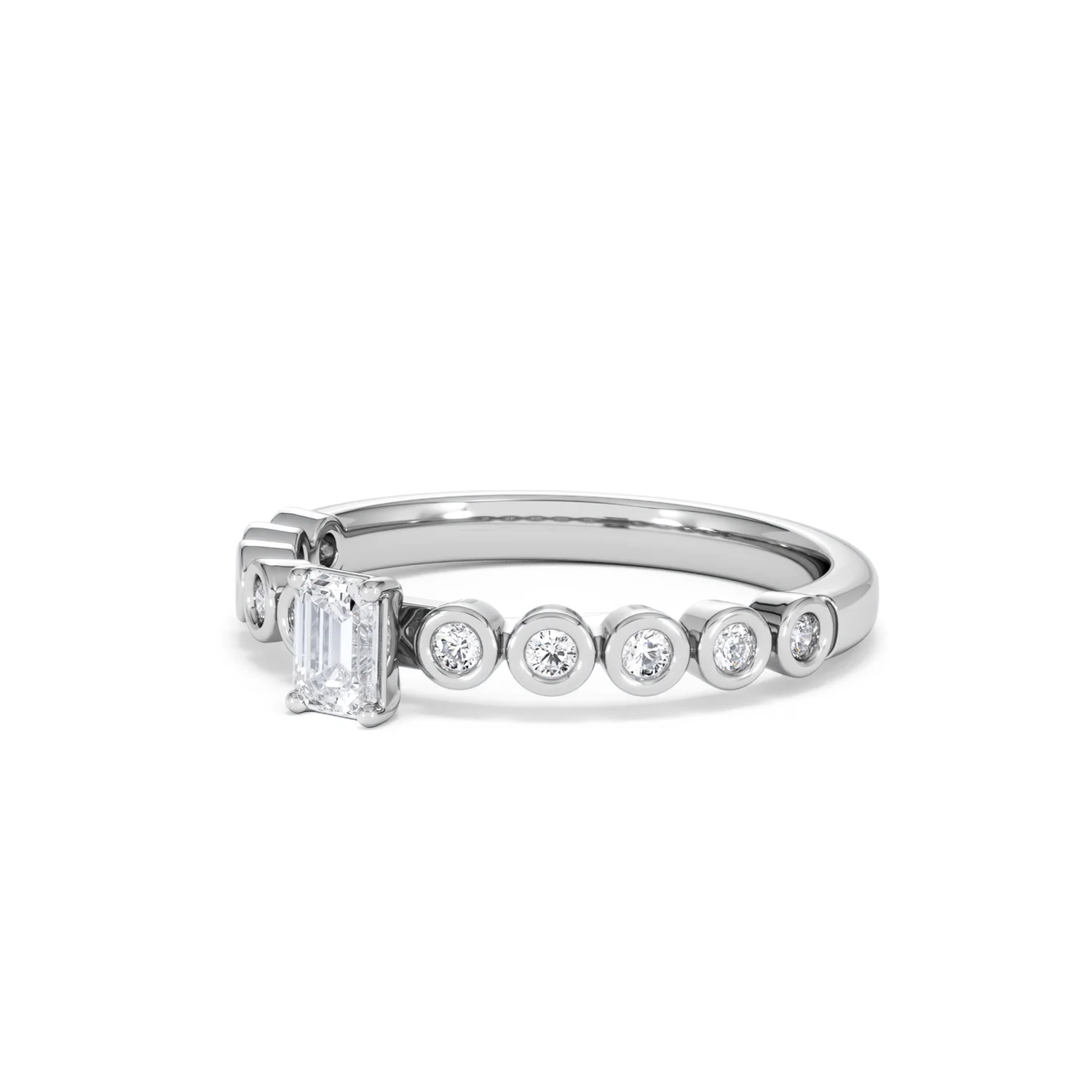 Entwine 0.30ct Emerald Cut Lab Diamond Solitaire Engagement Ring with Side Stones in Sterling Silver - Image 79