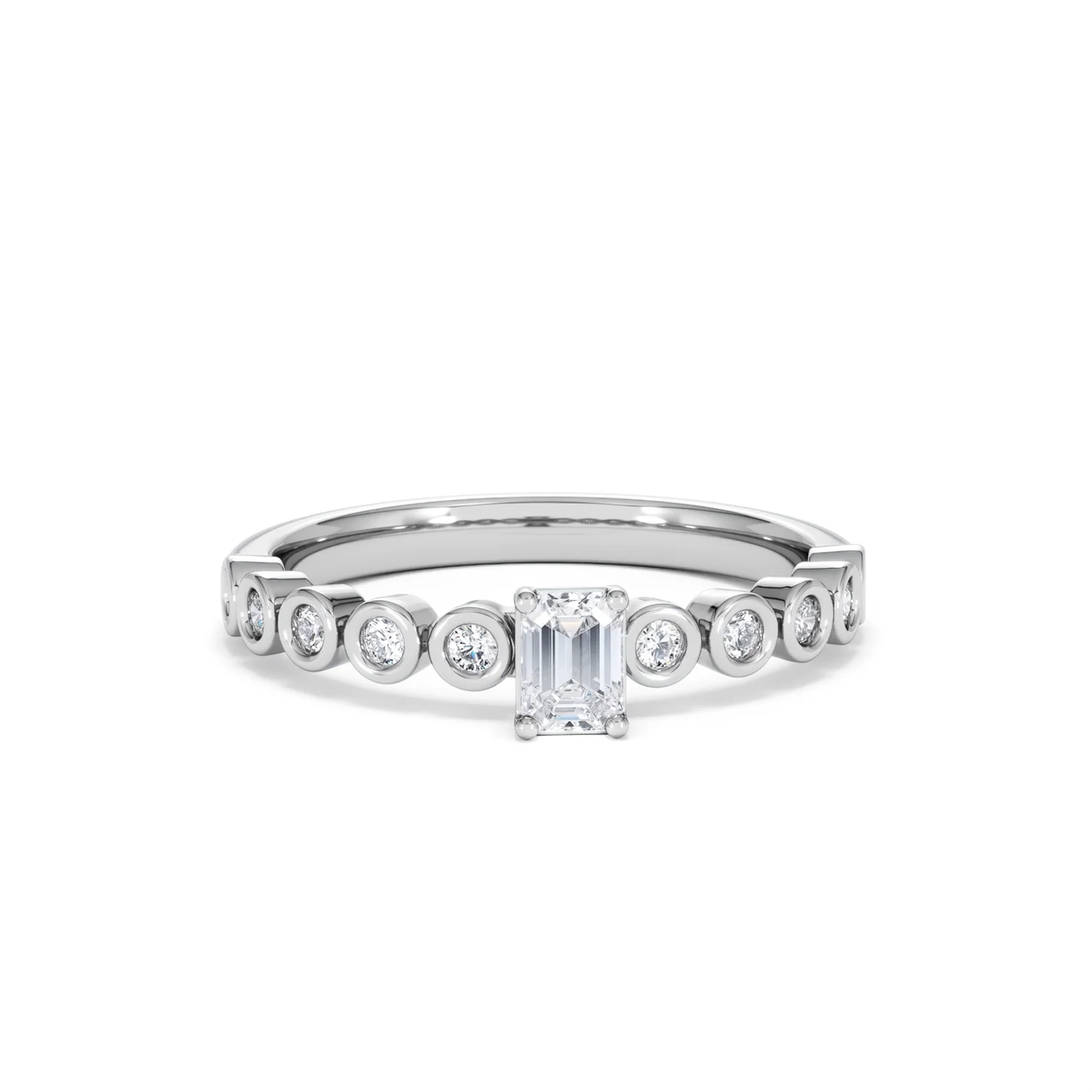 Entwine 0.30ct Emerald Cut Lab Diamond Solitaire Engagement Ring with Side Stones in Sterling Silver - Image 8