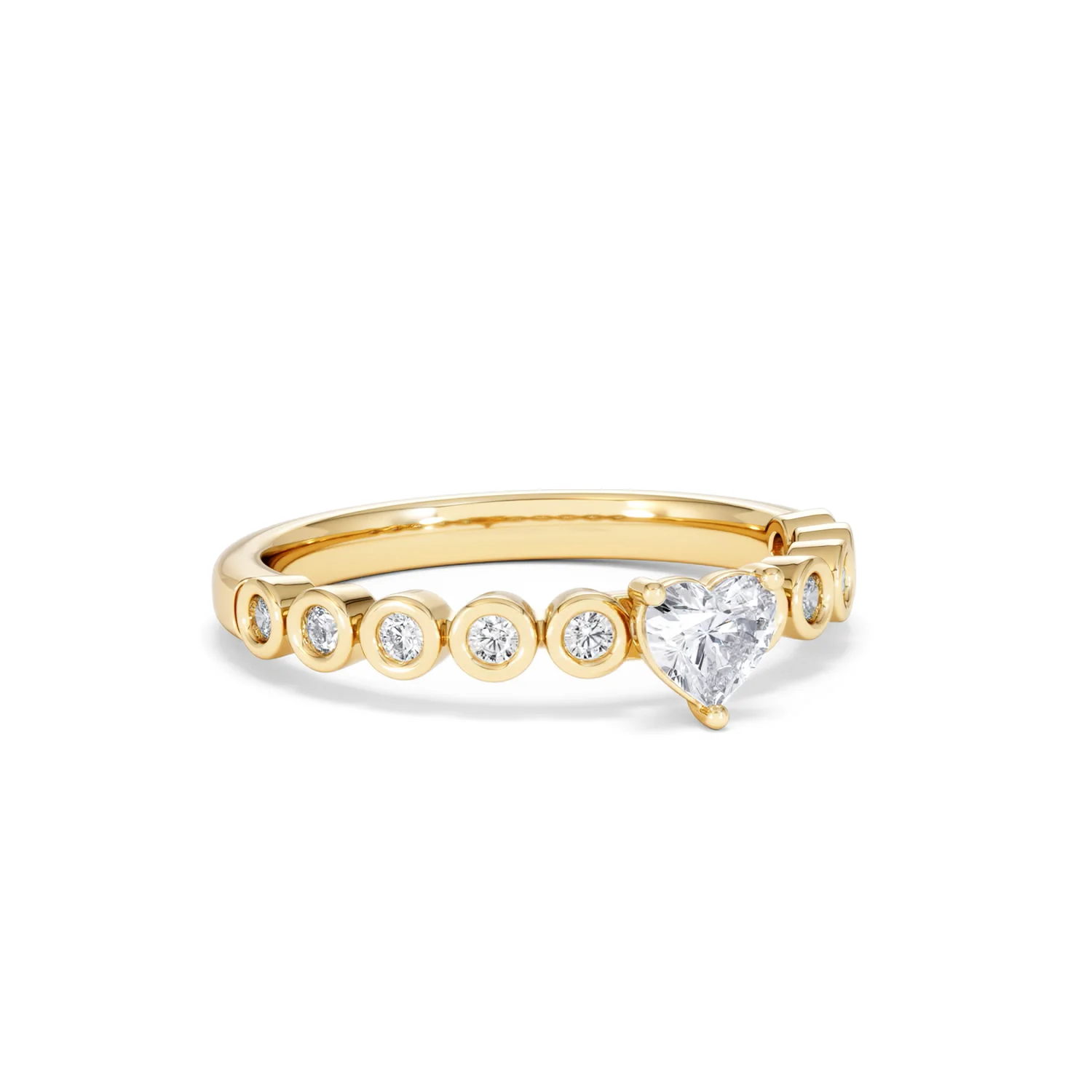 Entwine 0.30ct Heart Cut Lab Diamond Solitaire Engagement Ring with Side Stones in 18K Gold Vermeil - Image 13