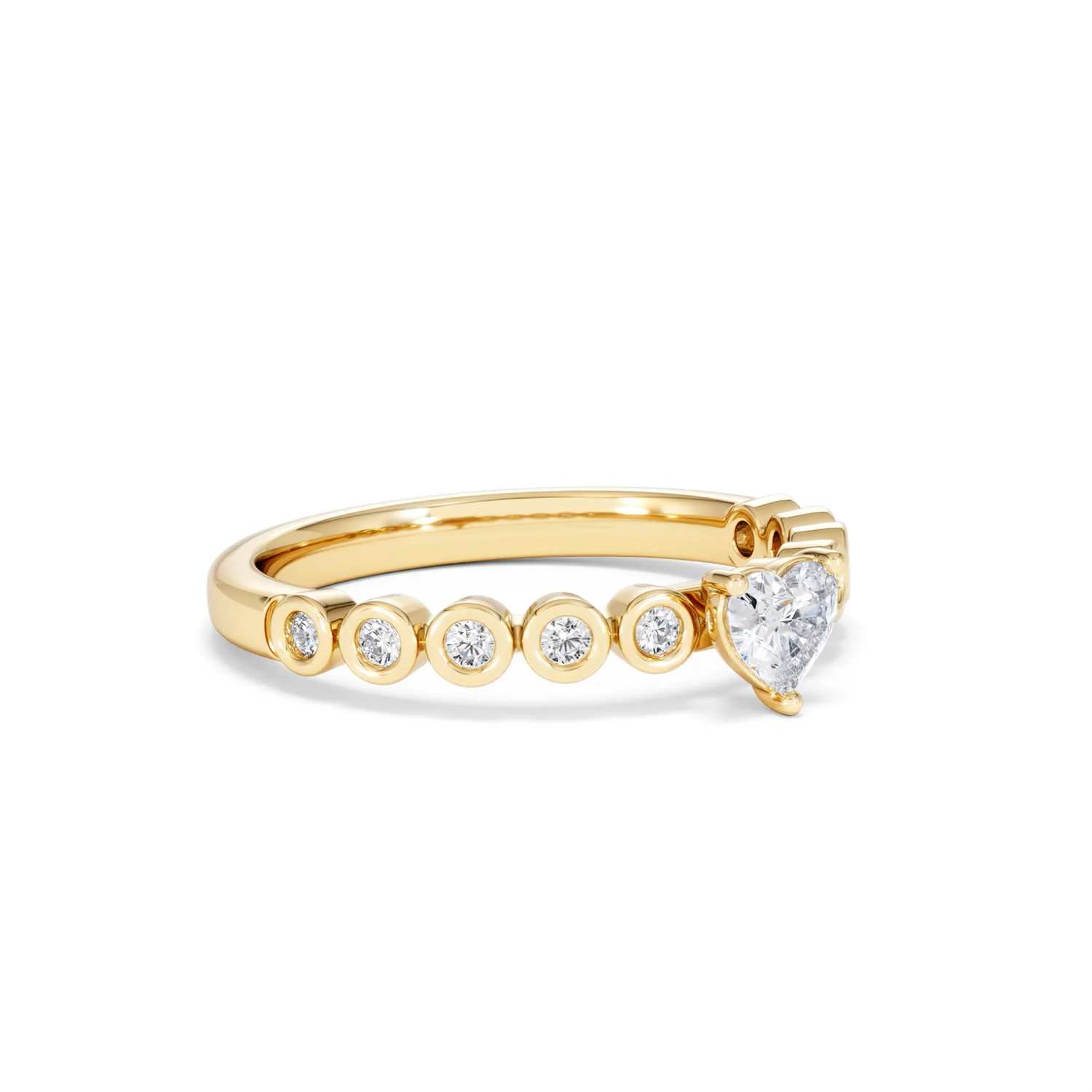 Entwine 0.30ct Heart Cut Lab Diamond Solitaire Engagement Ring with Side Stones in 18K Gold Vermeil - Image 16