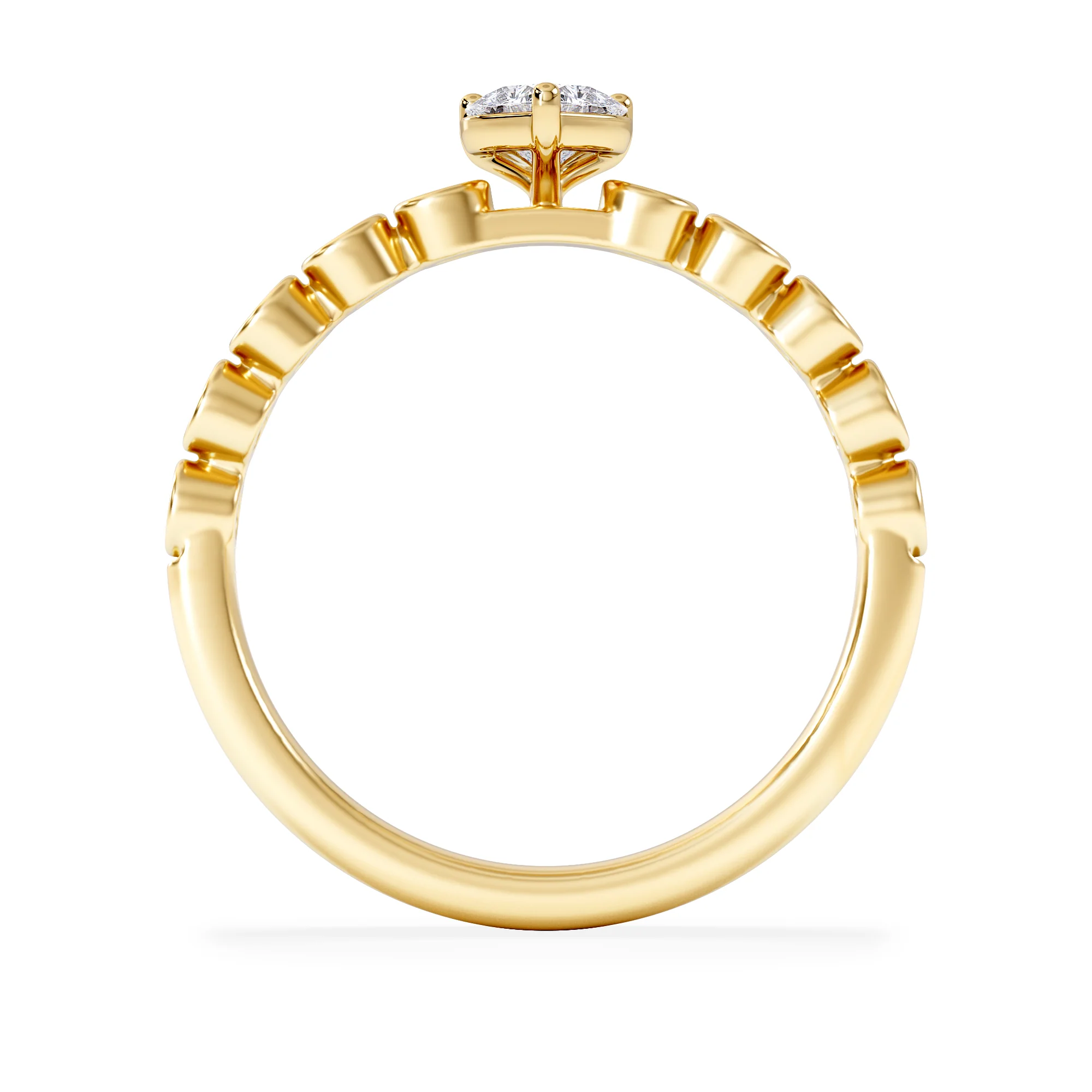 Entwine 0.30ct Heart Cut Lab Diamond Solitaire Engagement Ring with Side Stones in 18K Gold Vermeil - Image 3