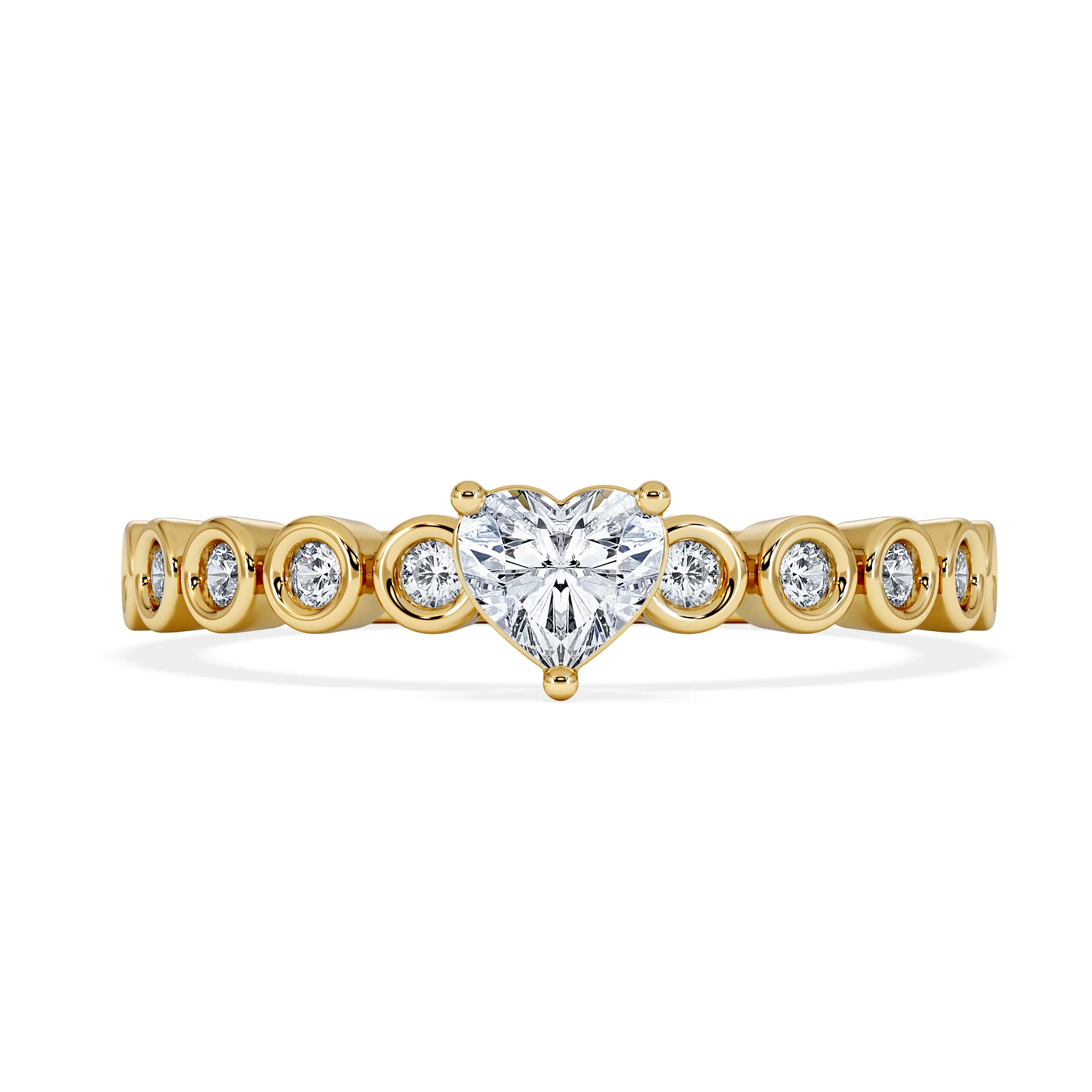 Entwine 0.30ct Heart Cut Lab Diamond Solitaire Engagement Ring with Side Stones in 18K Gold Vermeil - Image 6