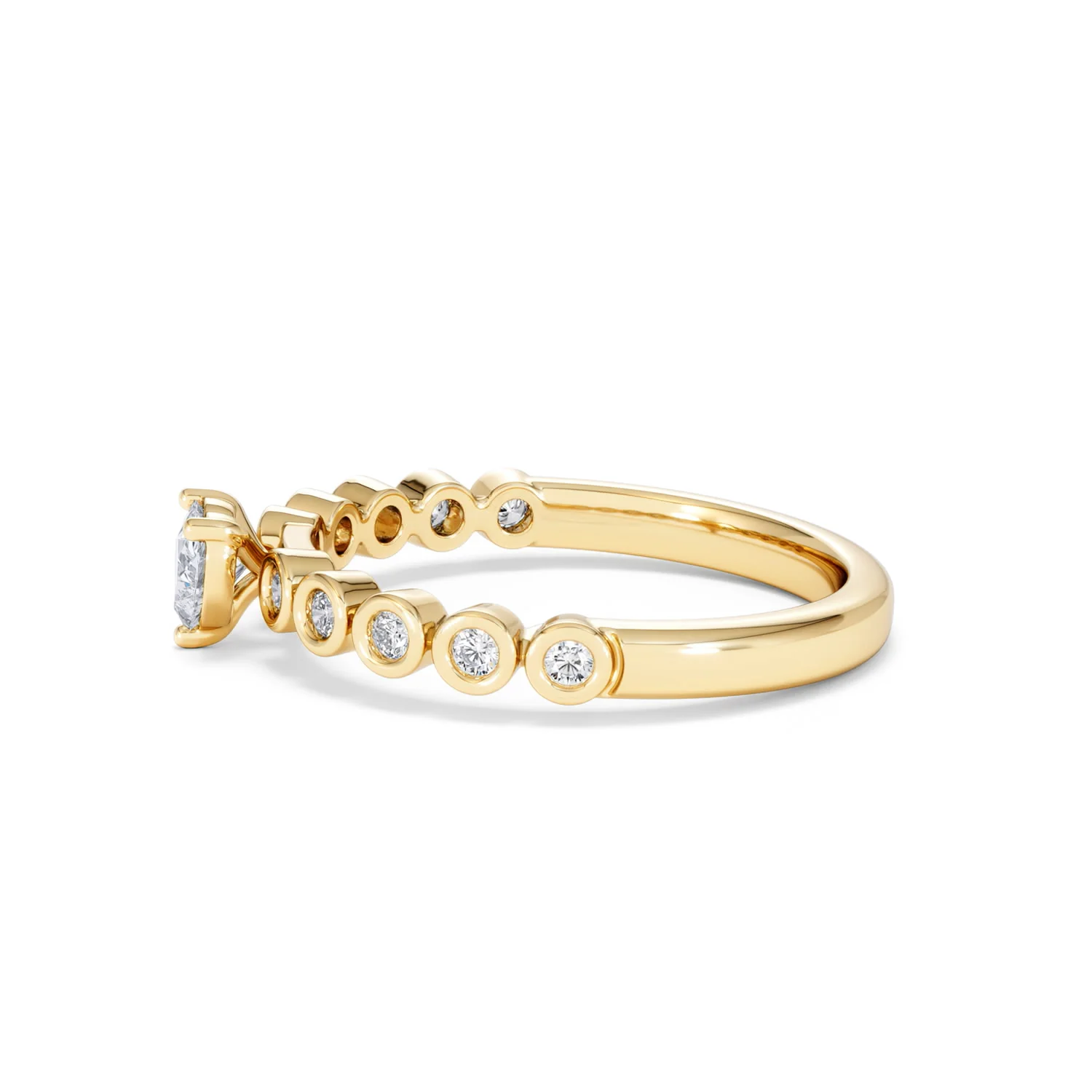 Entwine 0.30ct Heart Cut Lab Diamond Solitaire Engagement Ring with Side Stones in 18K Gold Vermeil - Image 68