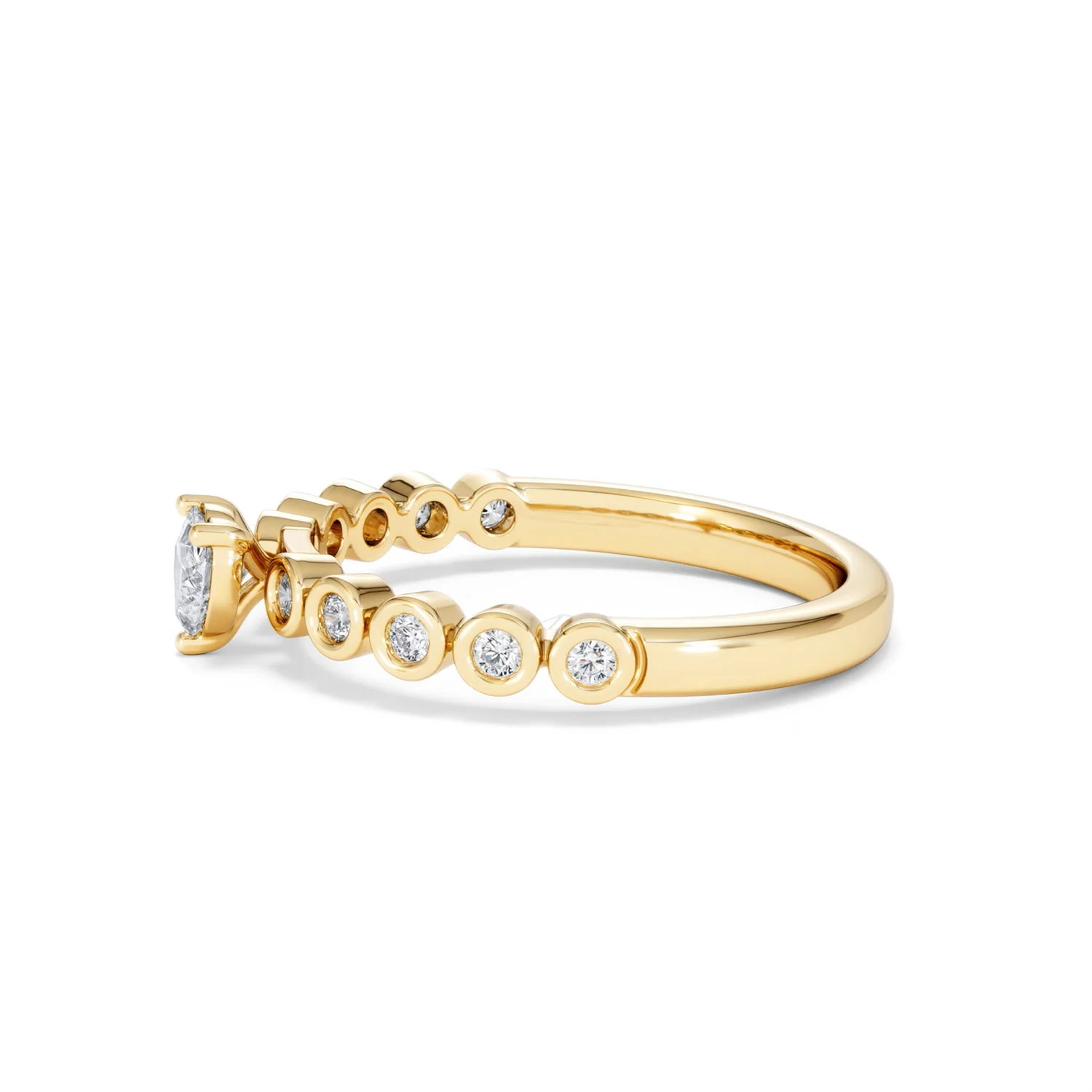 Entwine 0.30ct Heart Cut Lab Diamond Solitaire Engagement Ring with Side Stones in 18K Gold Vermeil - Image 69