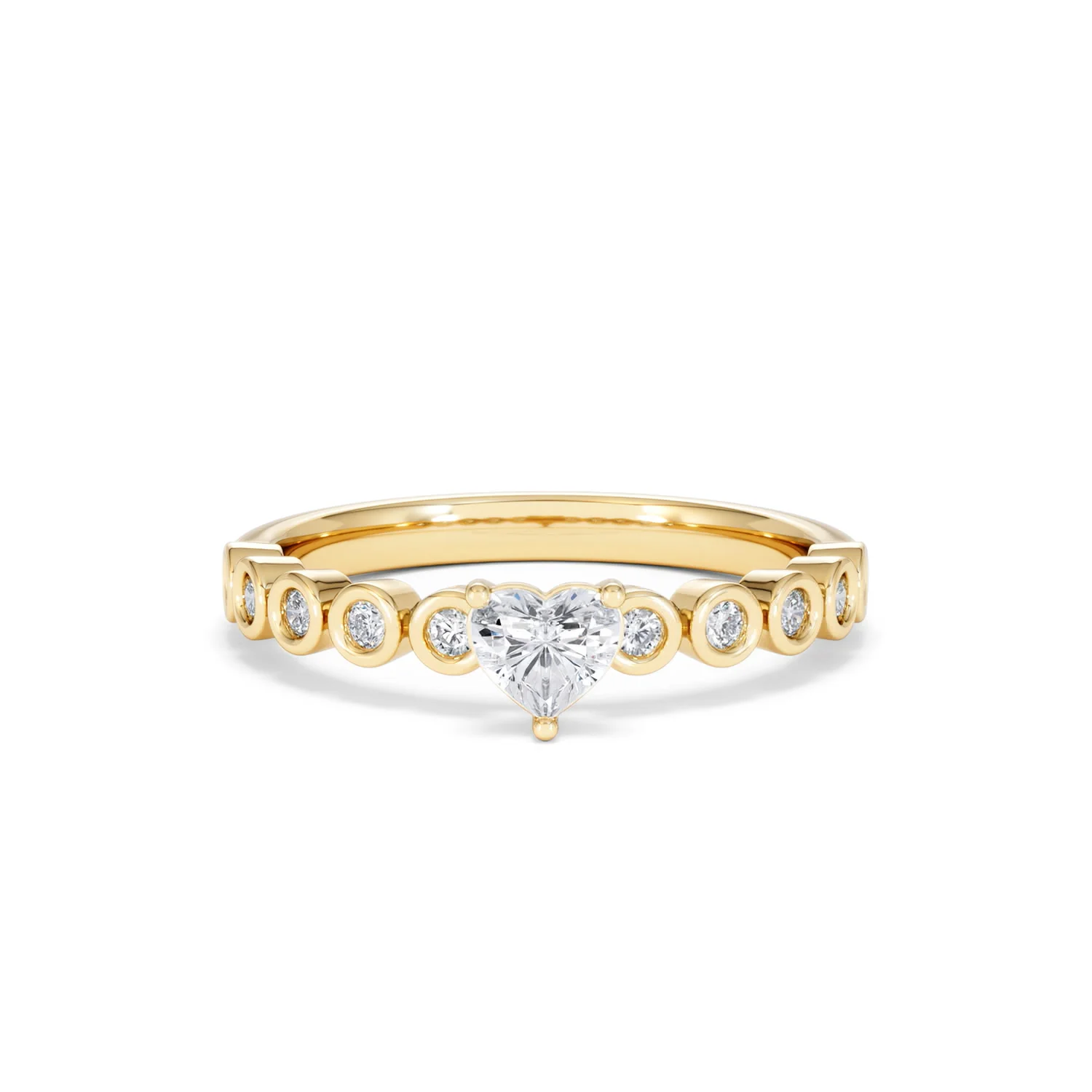 Entwine 0.30ct Heart Cut Lab Diamond Solitaire Engagement Ring with Side Stones in 18K Gold Vermeil - Image 7