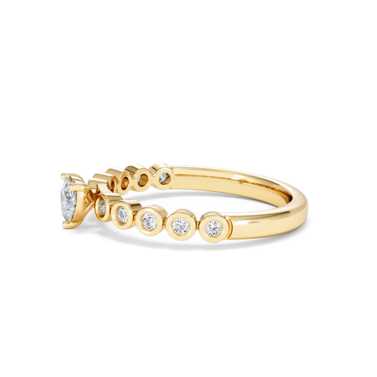 Entwine 0.30ct Heart Cut Lab Diamond Solitaire Engagement Ring with Side Stones in 18K Gold Vermeil - Image 70
