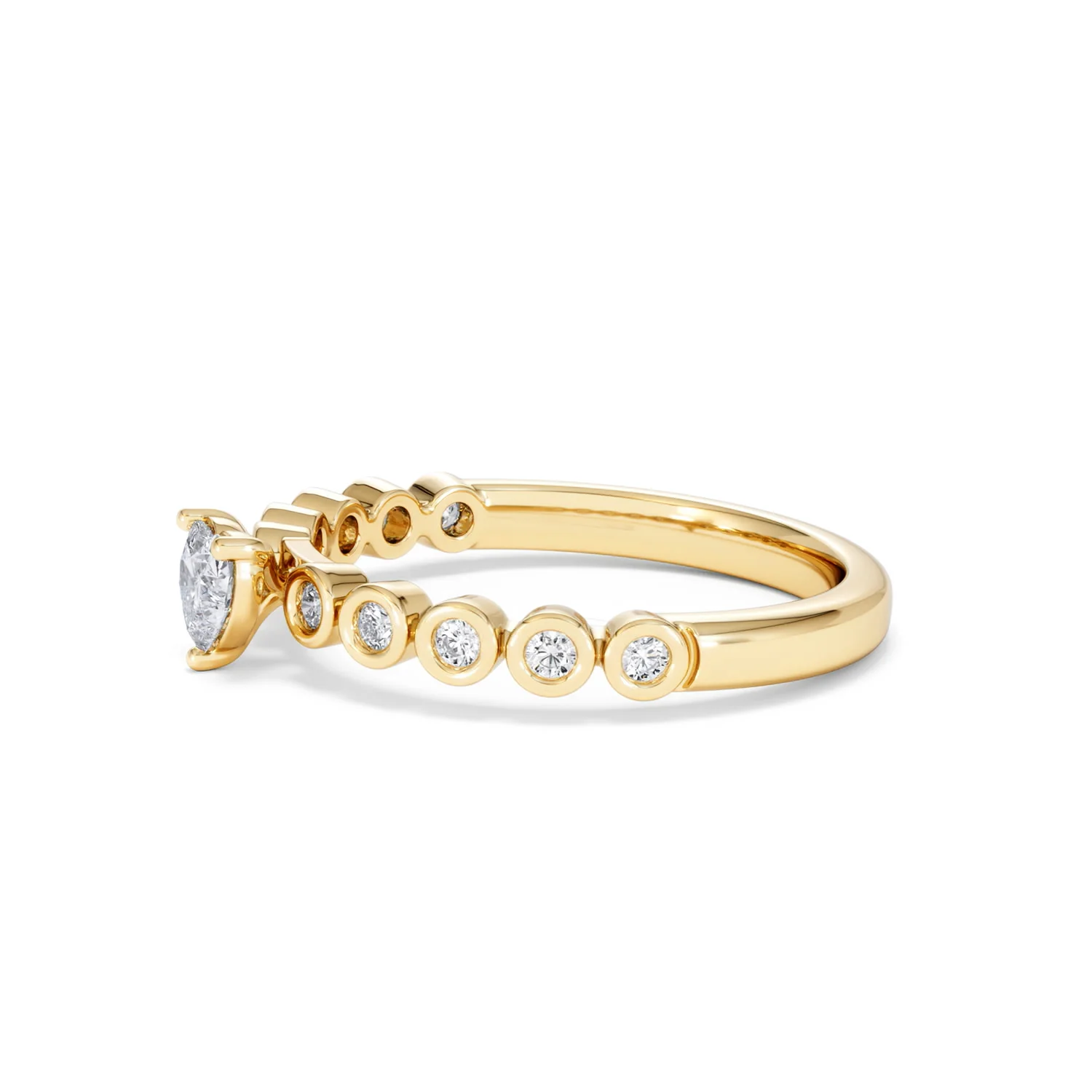 Entwine 0.30ct Heart Cut Lab Diamond Solitaire Engagement Ring with Side Stones in 18K Gold Vermeil - Image 71